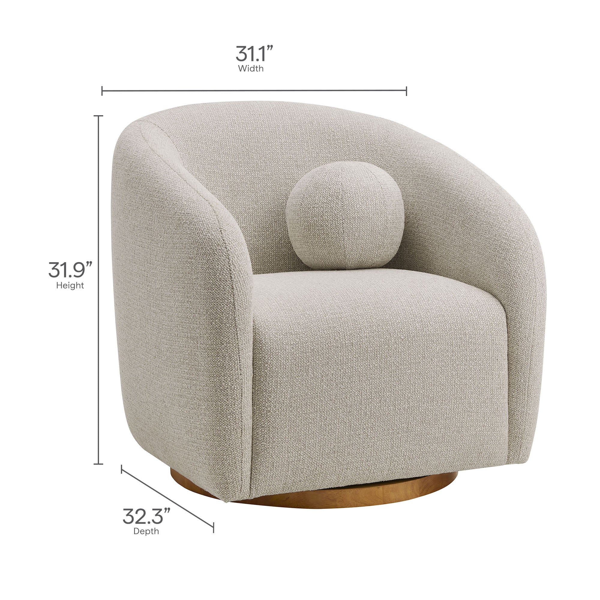 Holland Swivel Chenille Fabric Armchair by Modway - Image 16