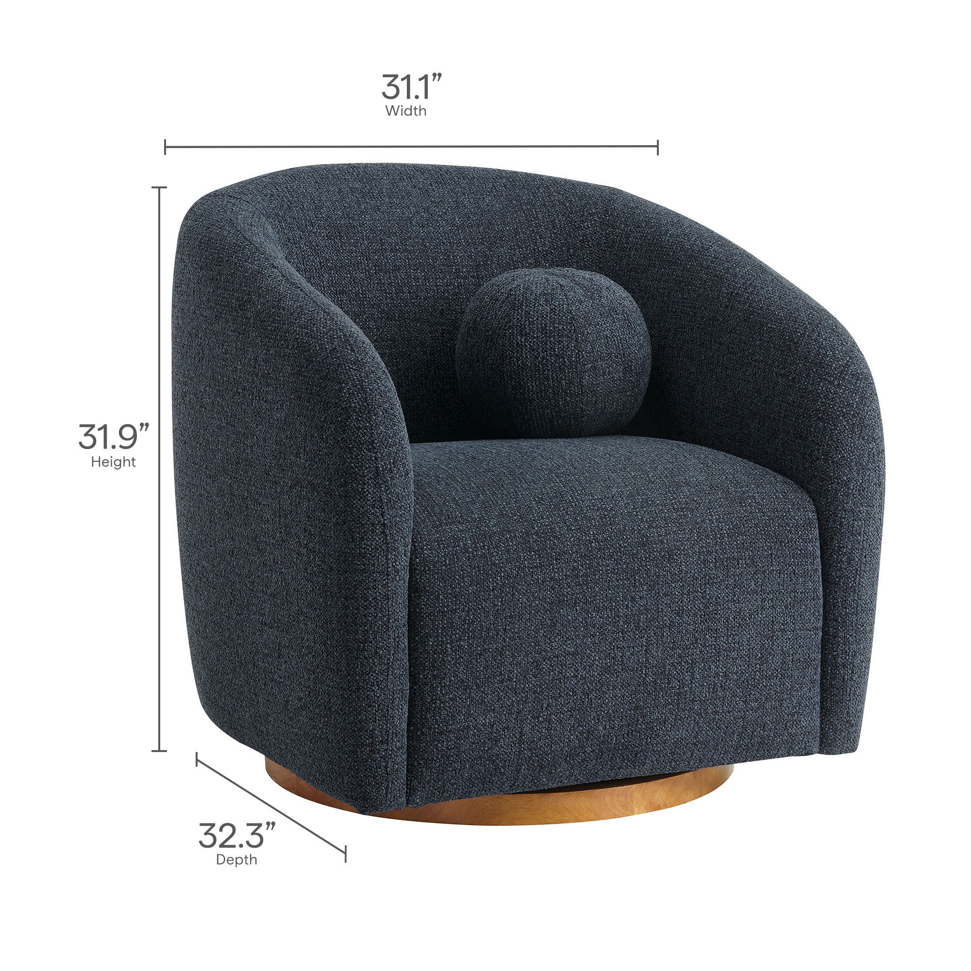 Holland Swivel Chenille Fabric Armchair by Modway - Image 17