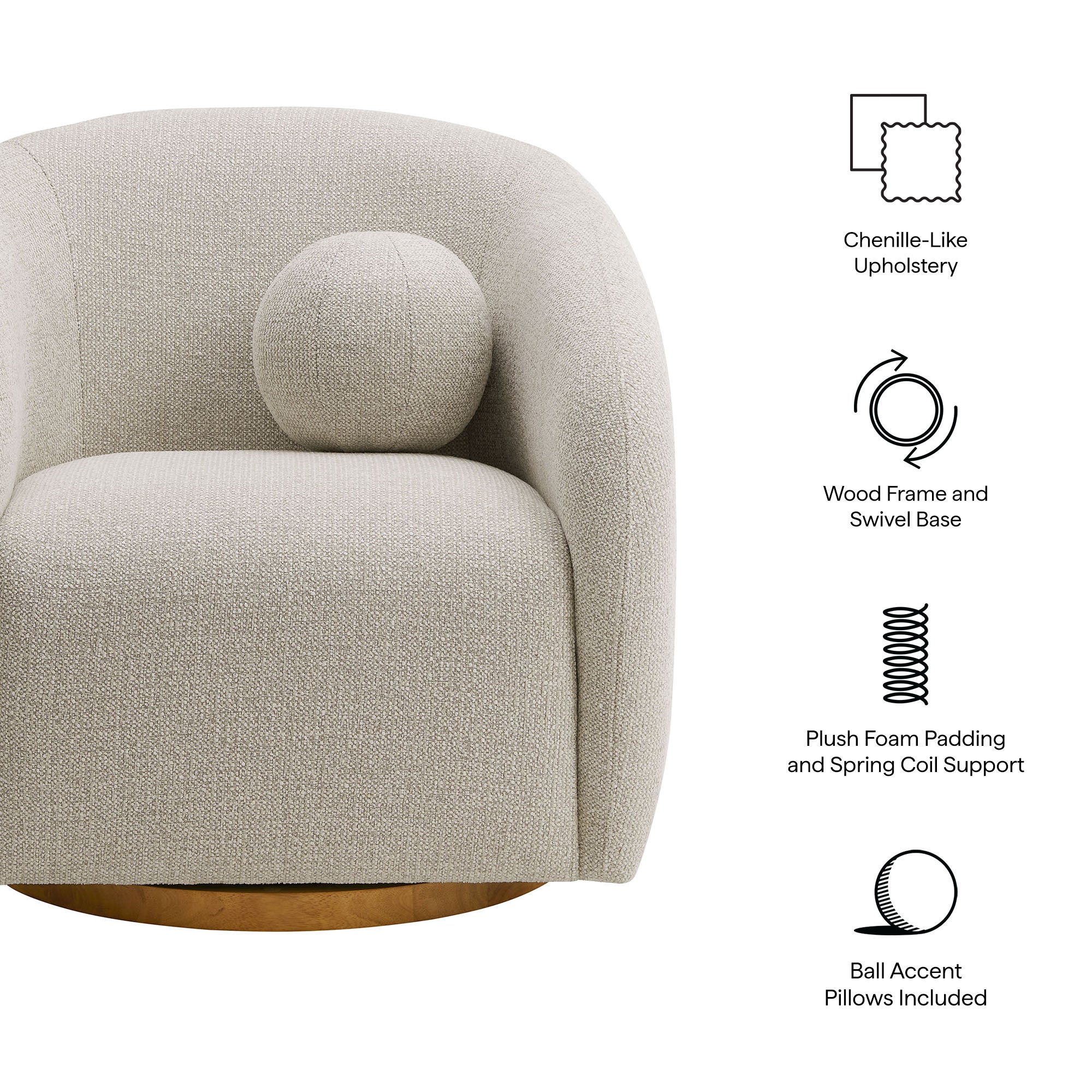 Holland Swivel Chenille Fabric Armchair by Modway - Image 18
