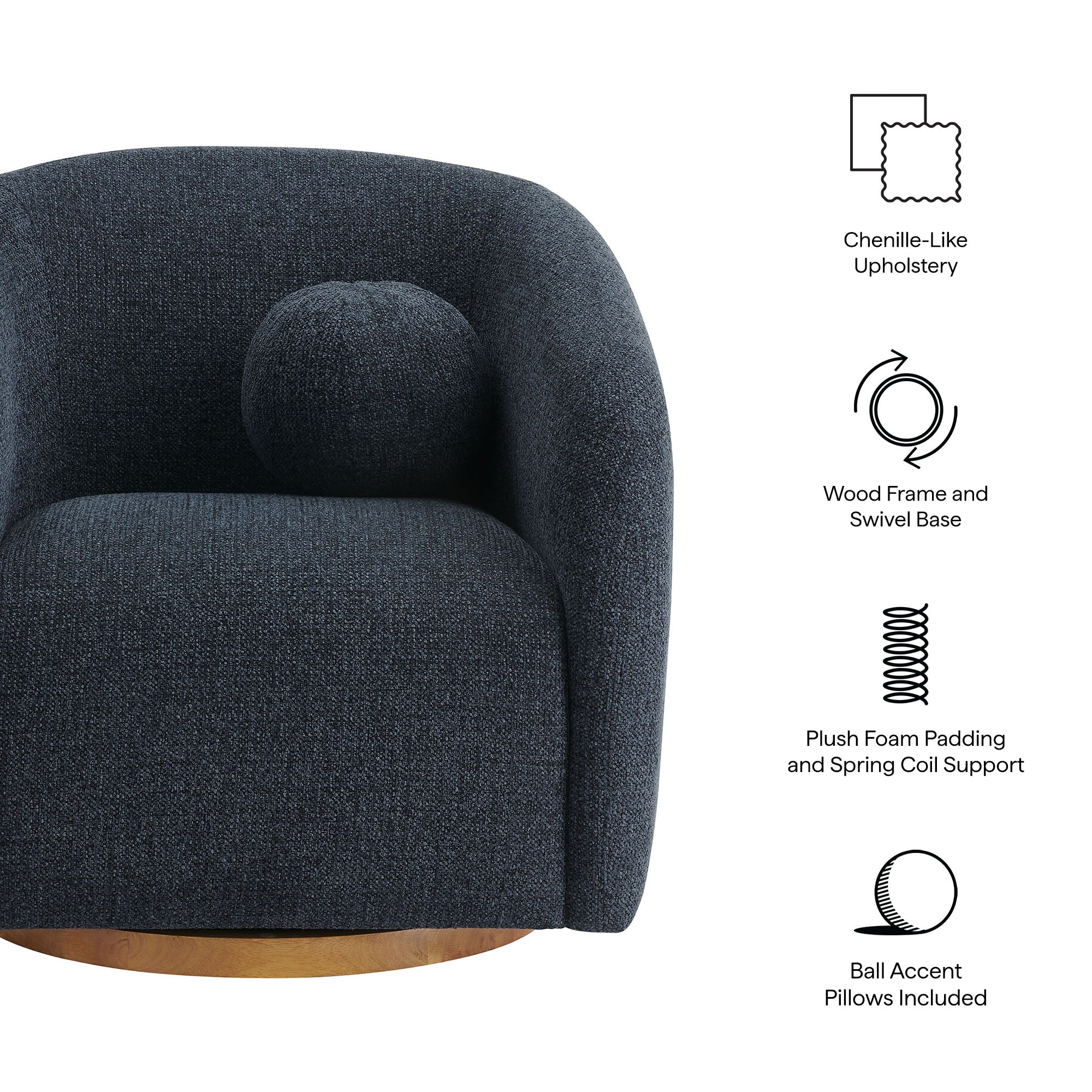 Holland Swivel Chenille Fabric Armchair by Modway - Image 19