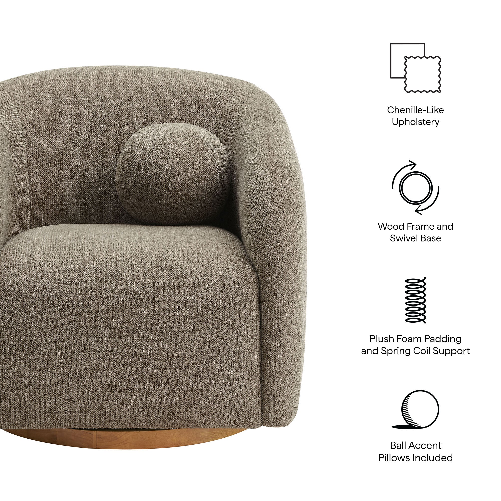 Holland Swivel Chenille Fabric Armchair by Modway - Image 2