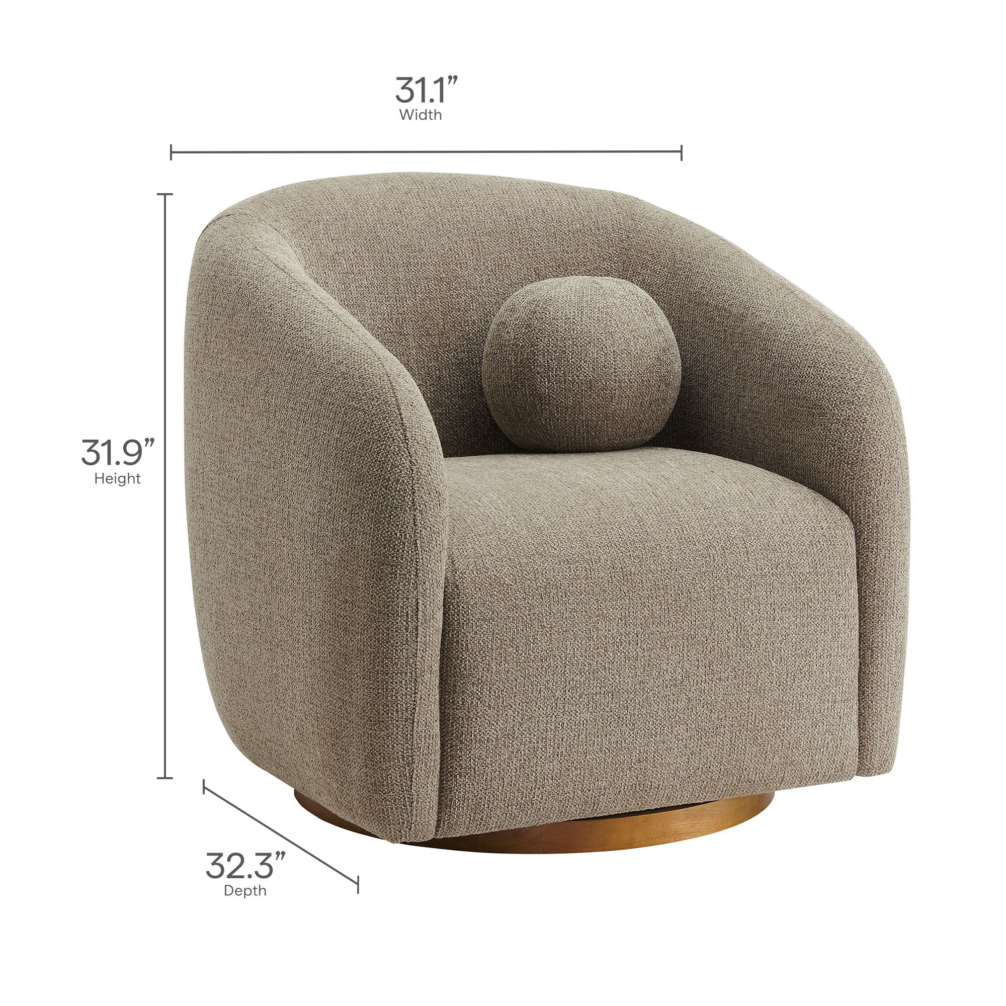 Holland Swivel Chenille Fabric Armchair by Modway - Image 3