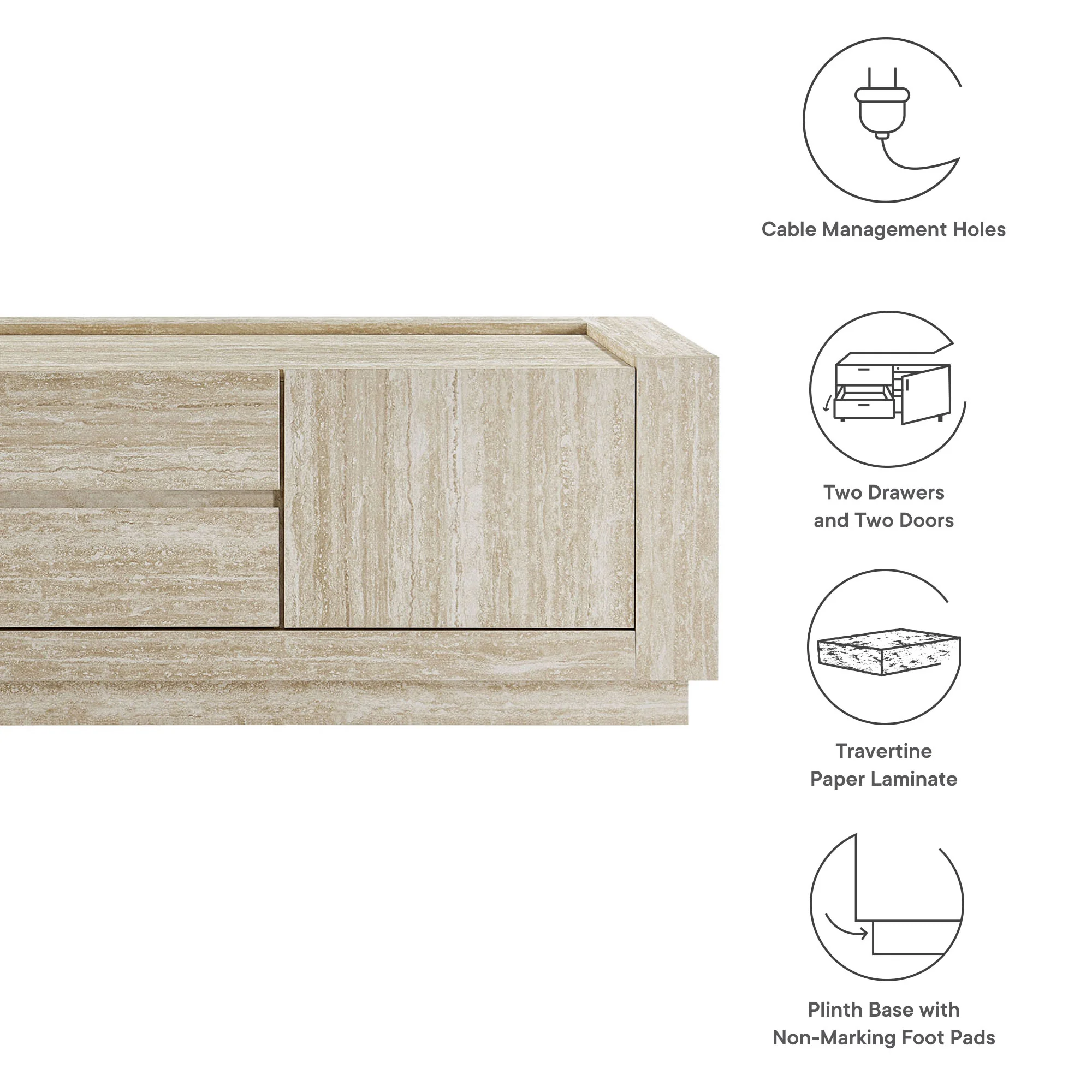 Hollis 59" Travertine TV Stand by Modway - Image 3