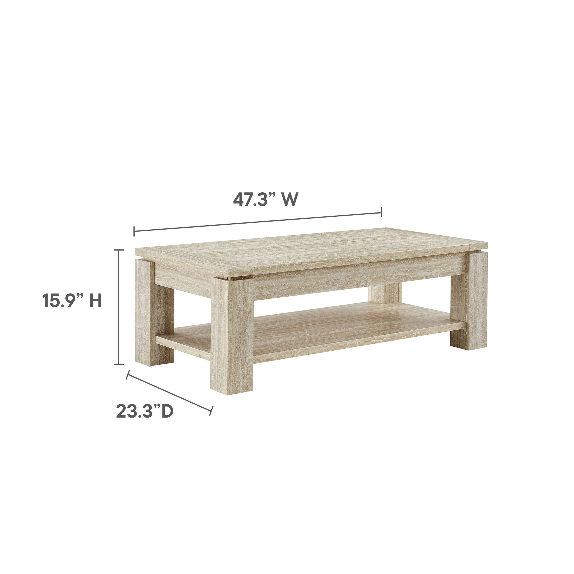 Hollis Travertine Coffee Table by Modway - Image 2