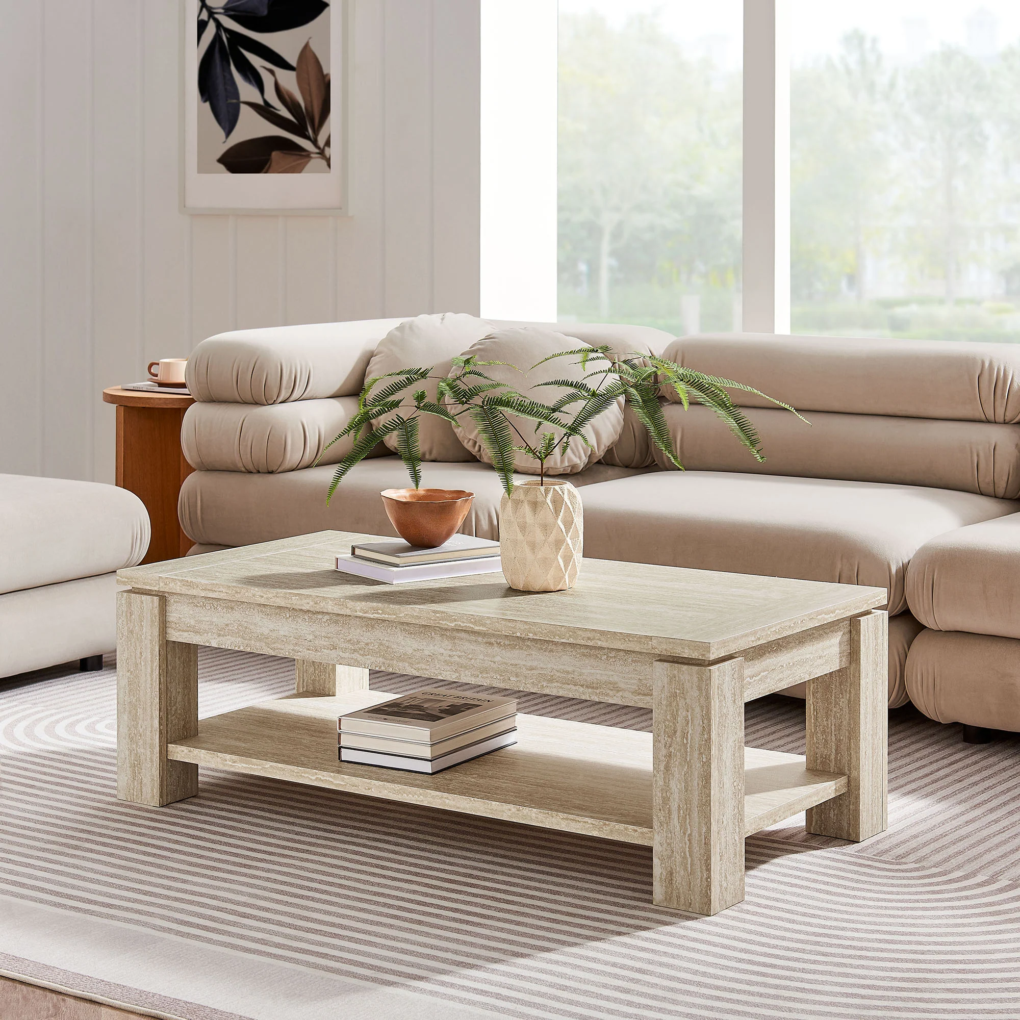 Hollis Travertine Coffee Table by Modway - Image 7