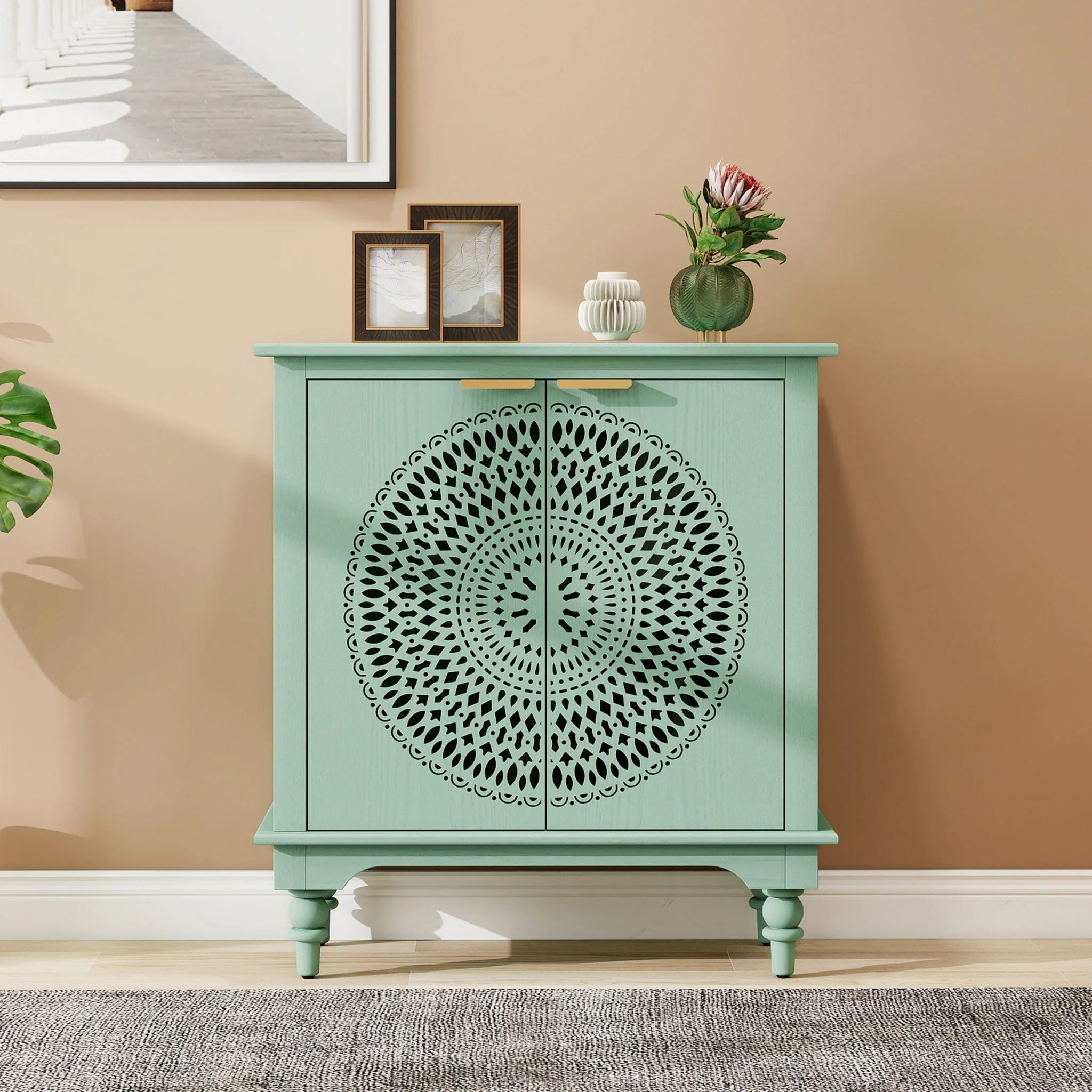 Hollow - Carved 2 Doors Accent Cabinet - Image 4