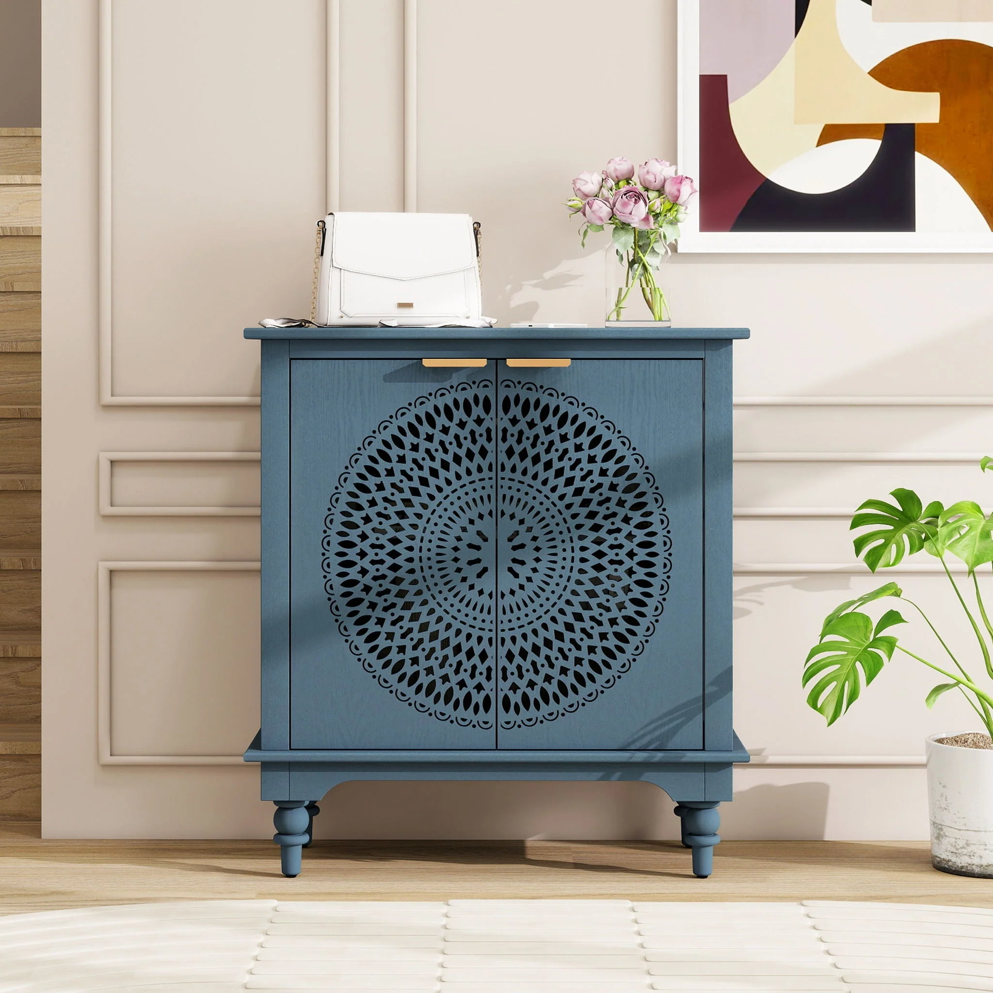 Hollow - Carved 2 Doors Accent Cabinet - Image 5