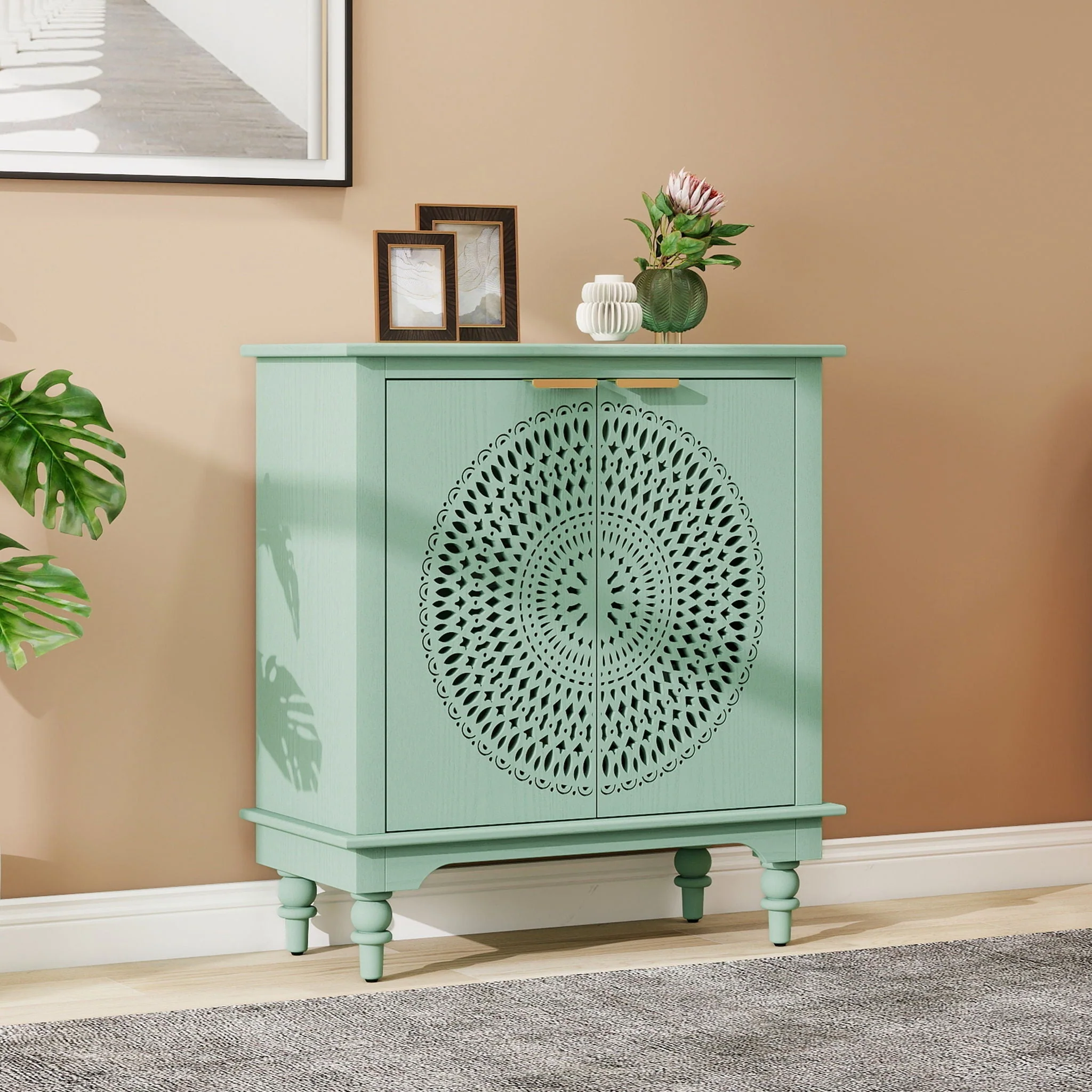 Hollow - Carved 2 Doors Accent Cabinet - Image 7