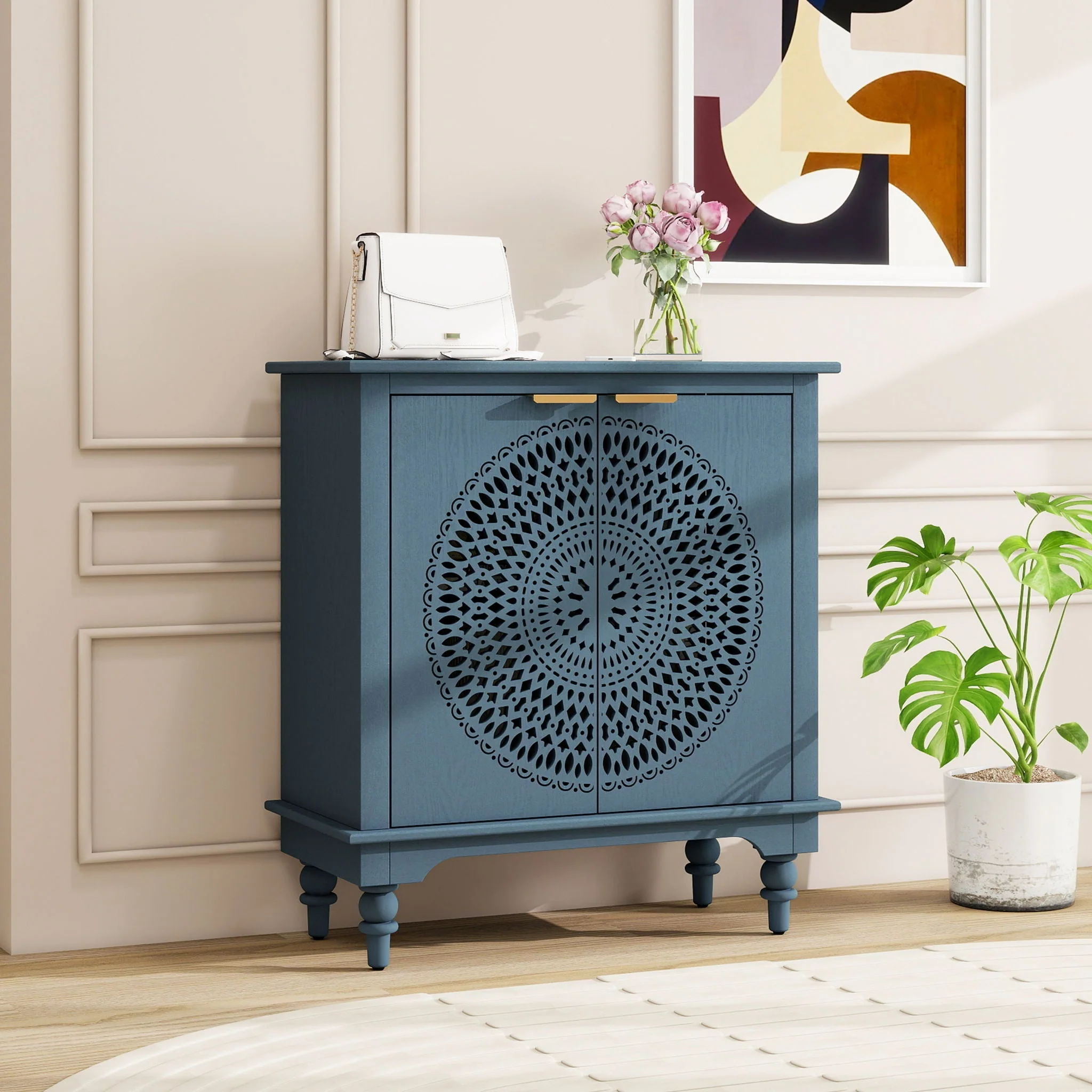 Hollow - Carved 2 Doors Accent Cabinet - Image 8