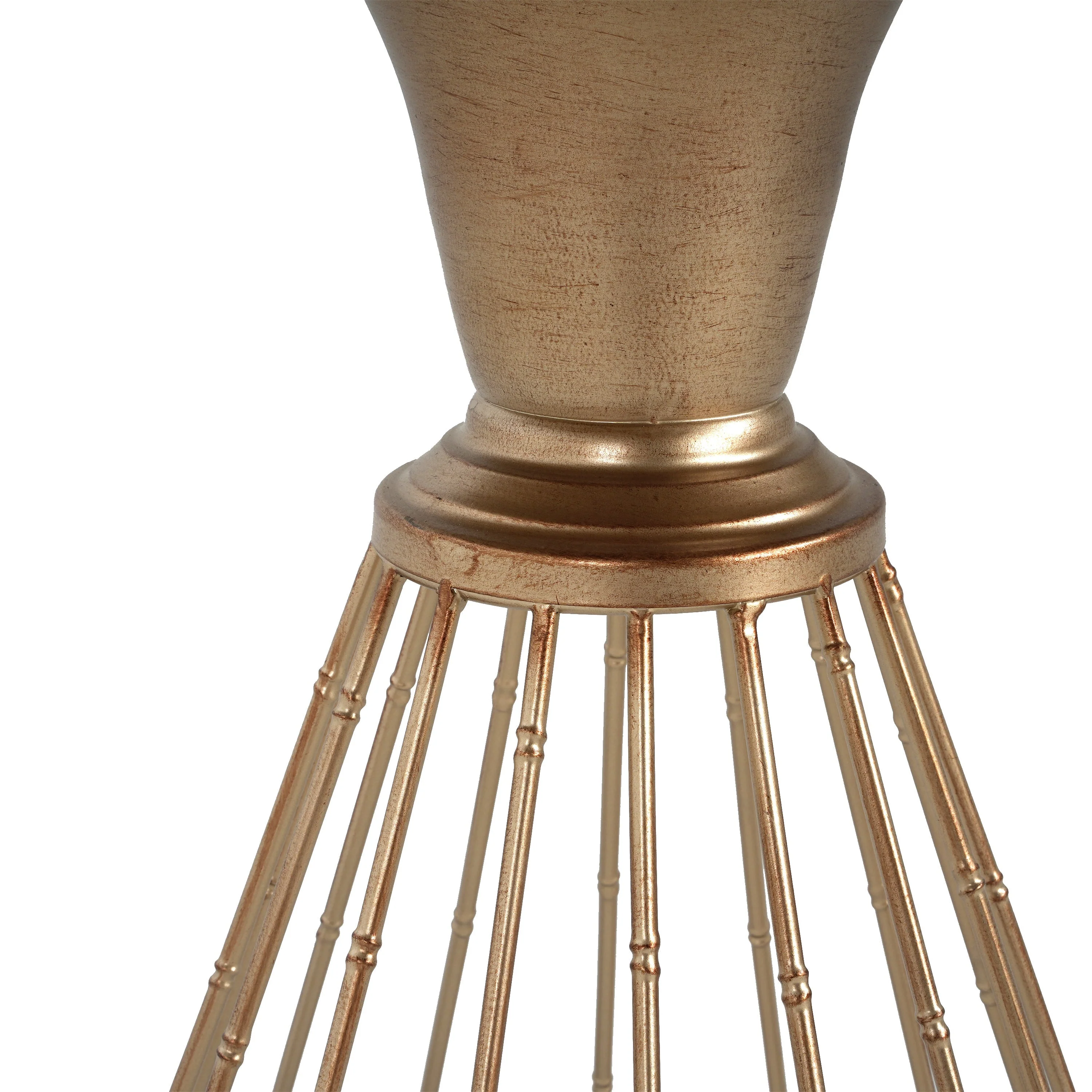 Hollow Edge Retro Art Pine Side Table with Antique Gold and Natural Color - Image 10