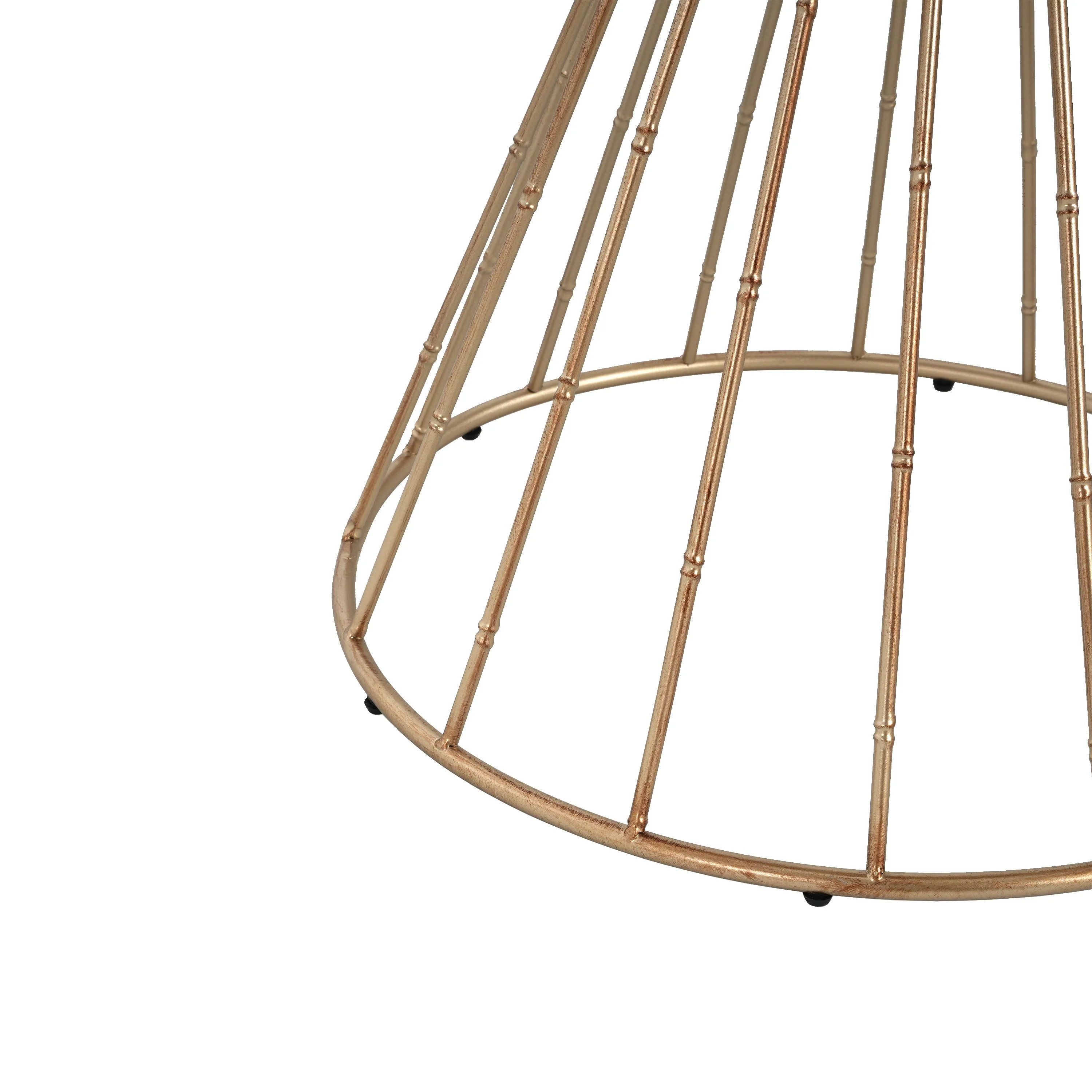 Hollow Edge Retro Art Pine Side Table with Antique Gold and Natural Color - Image 11