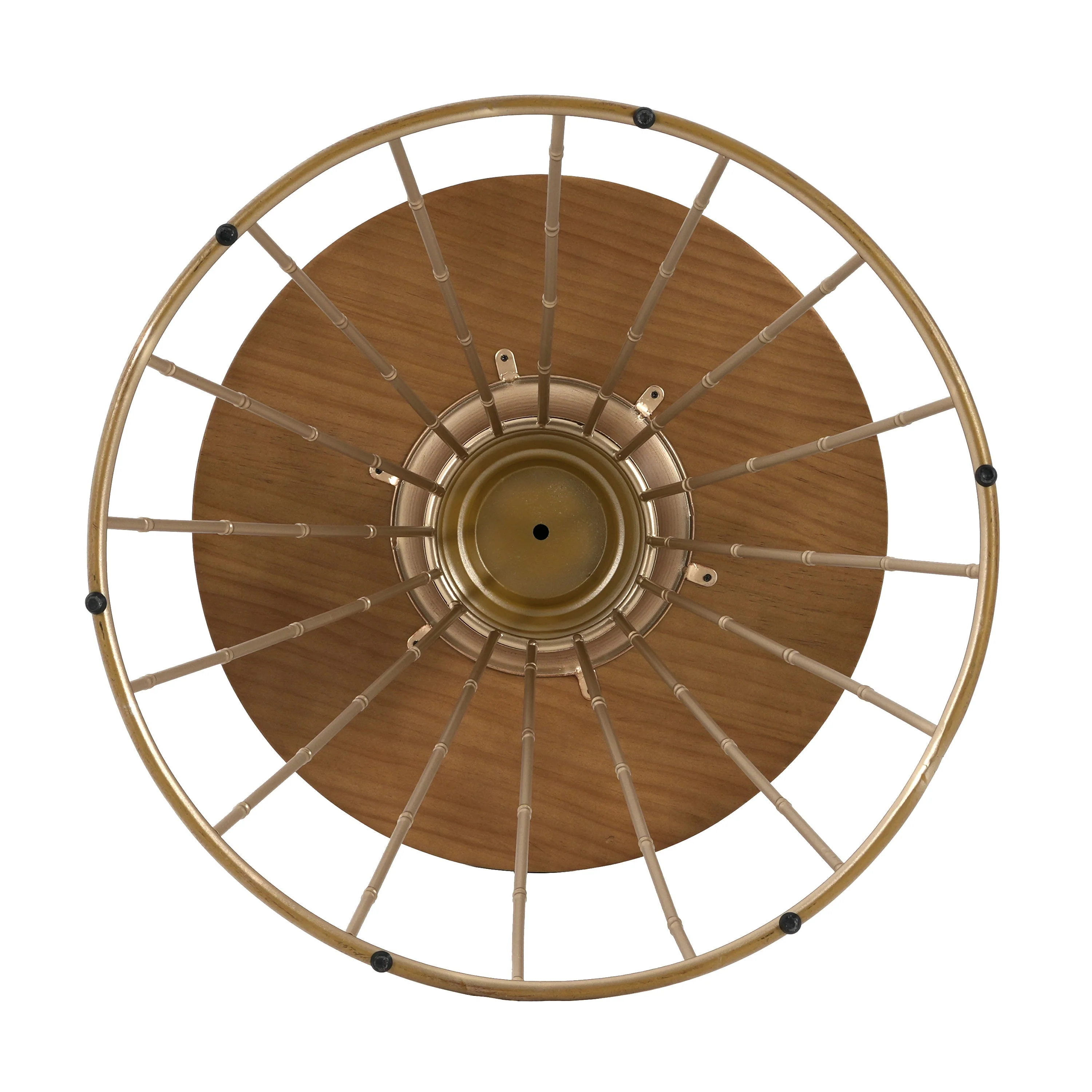 Hollow Edge Retro Art Pine Side Table with Antique Gold and Natural Color - Image 7
