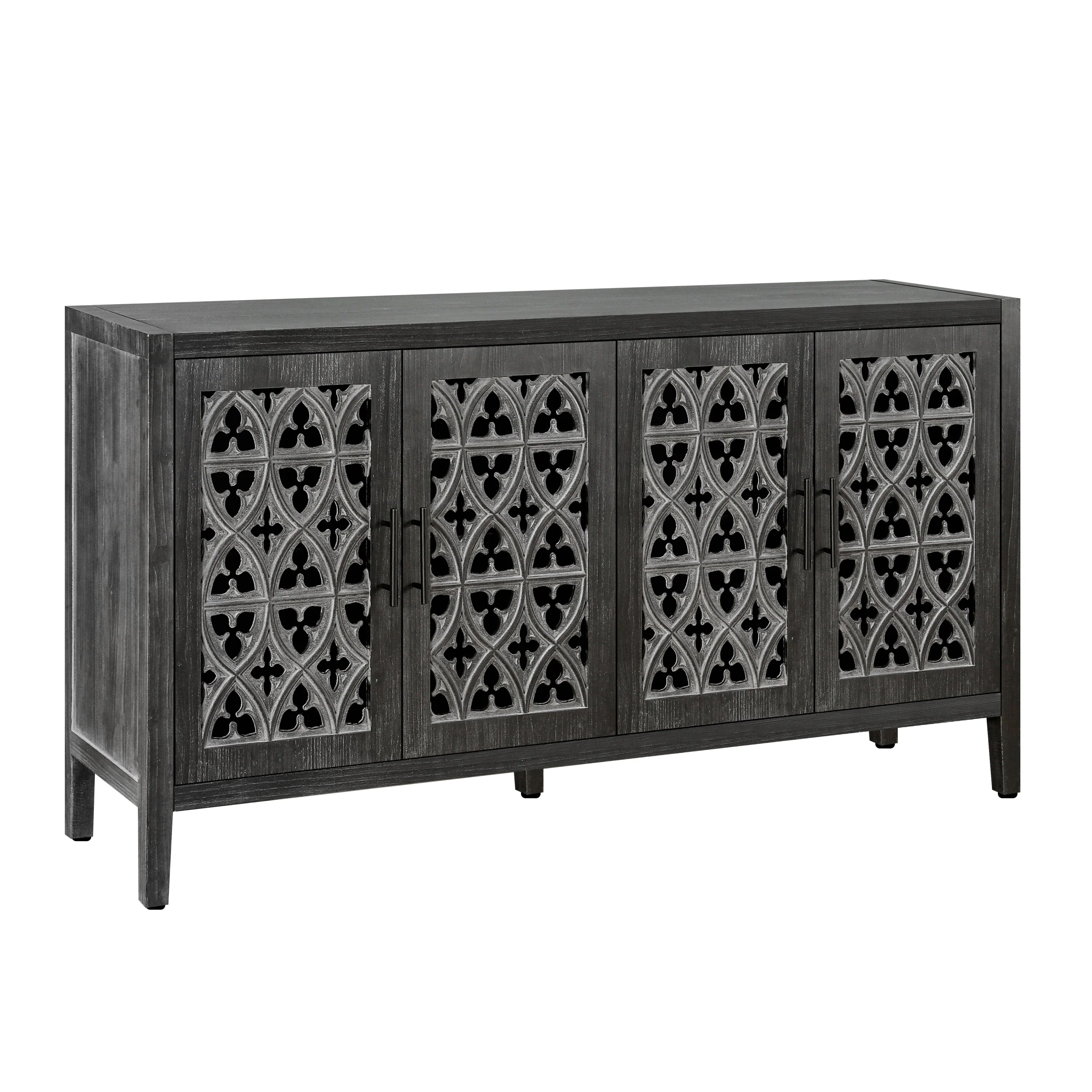 Hollow Four Door Antique Cabinet, American Country Style - Image 4