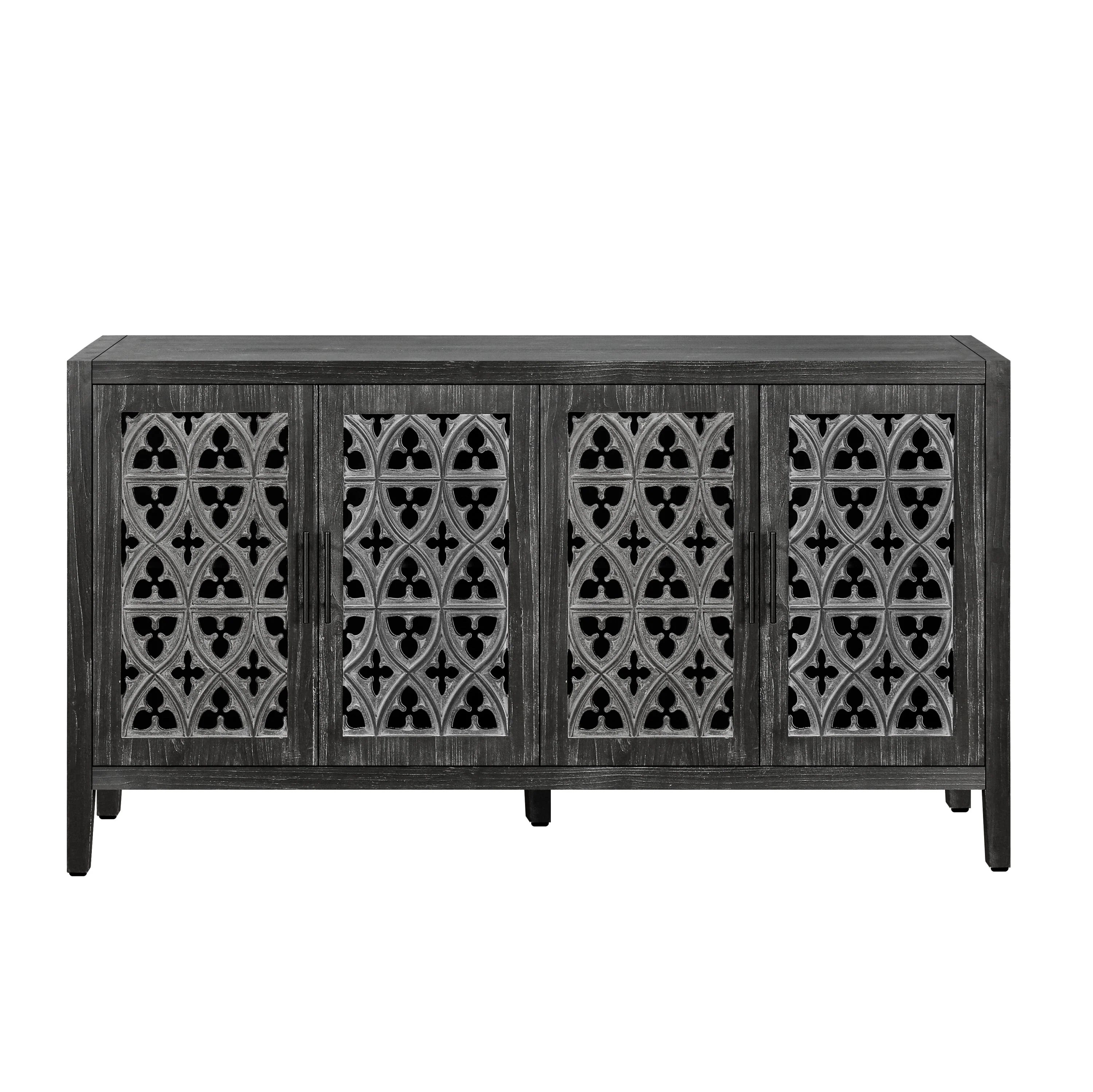 Hollow Four Door Antique Cabinet, American Country Style - Image 5