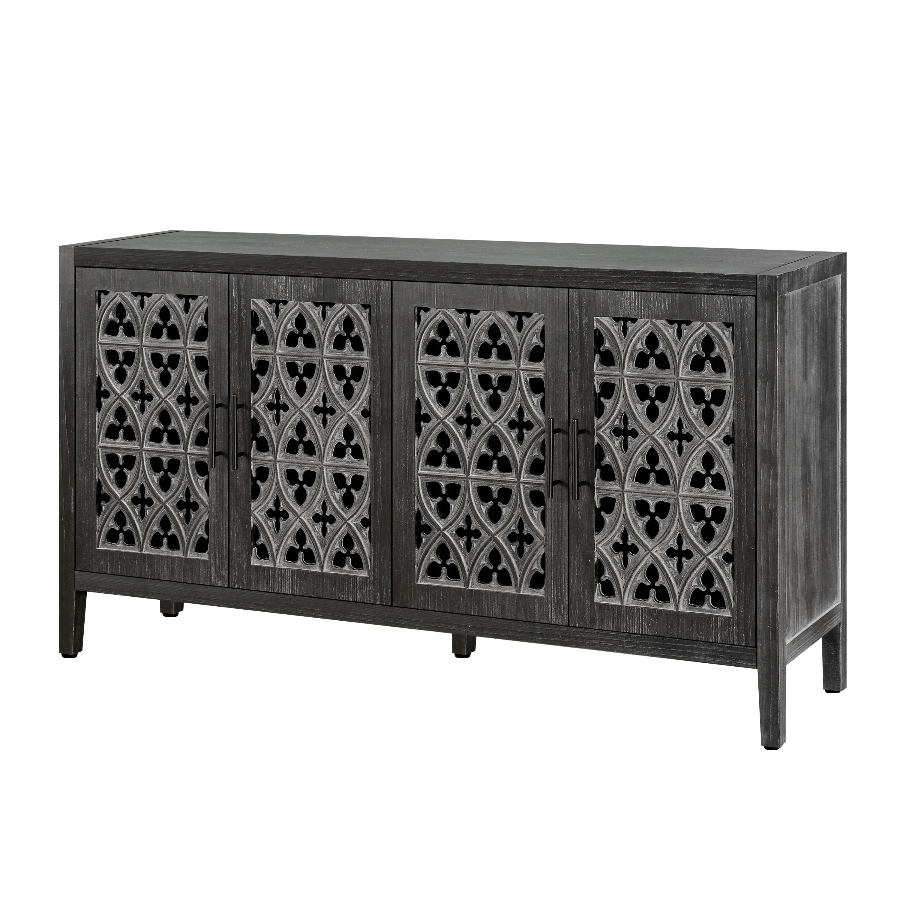 Hollow Four Door Antique Cabinet, American Country Style - Image 6