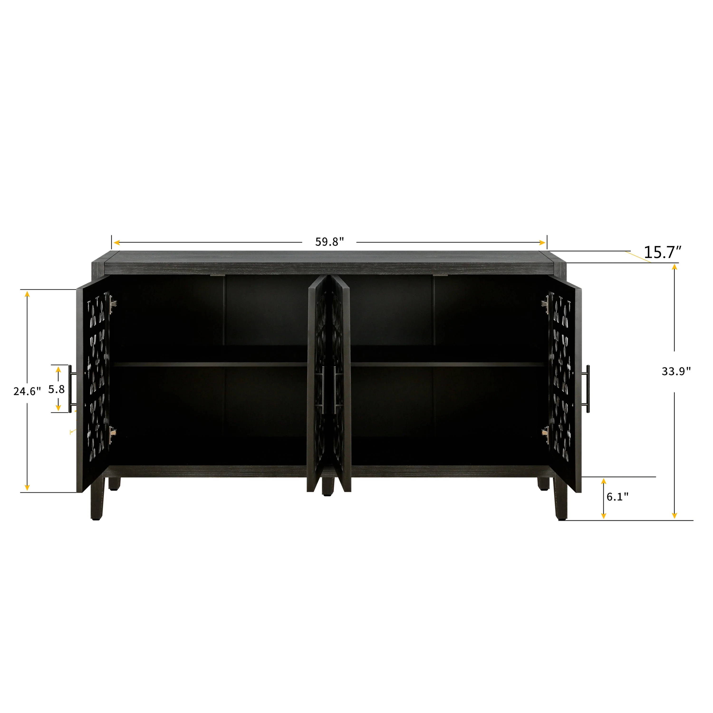 Hollow Four Door Antique Cabinet, American Country Style - Image 7