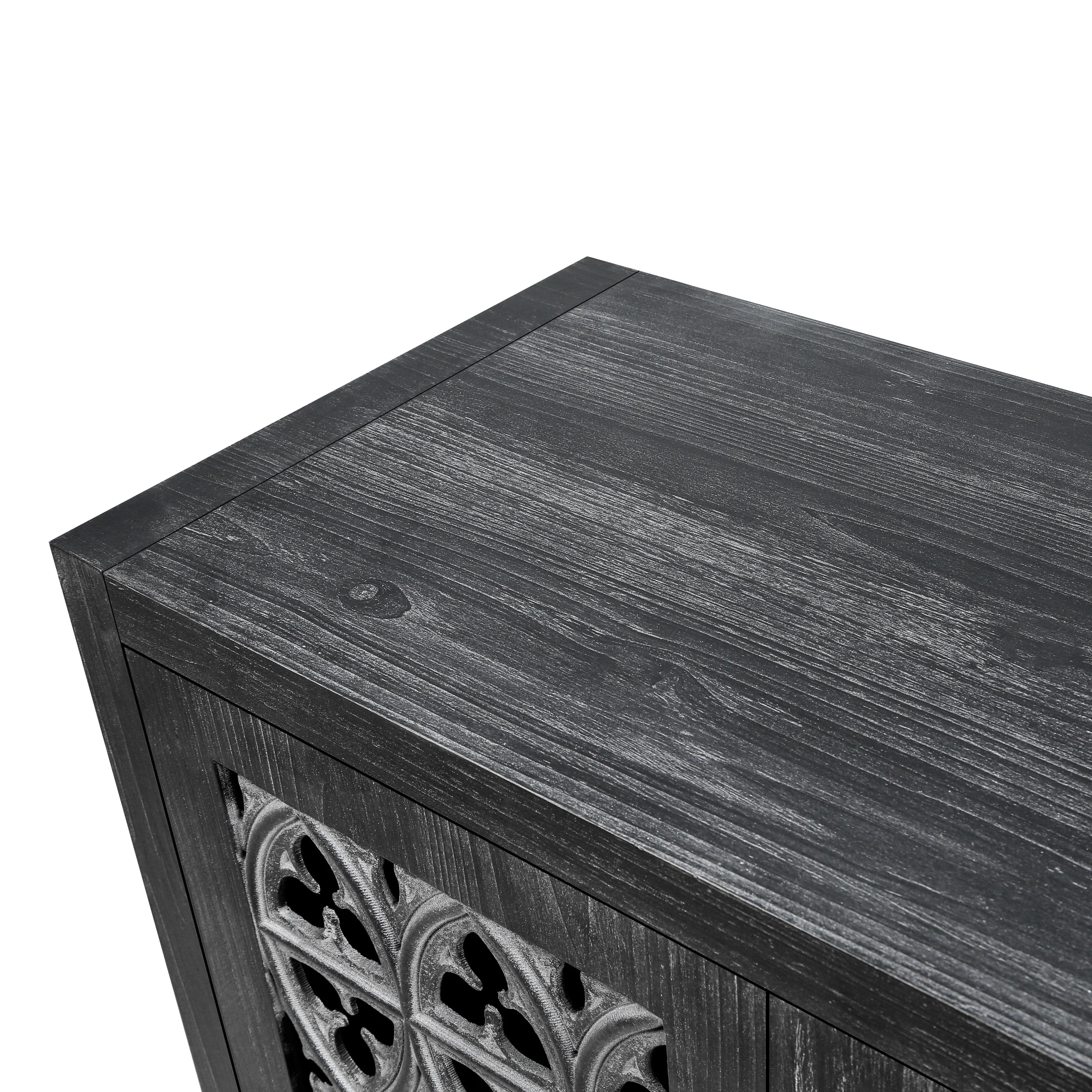 Hollow Four Door Antique Cabinet, American Country Style - Image 8