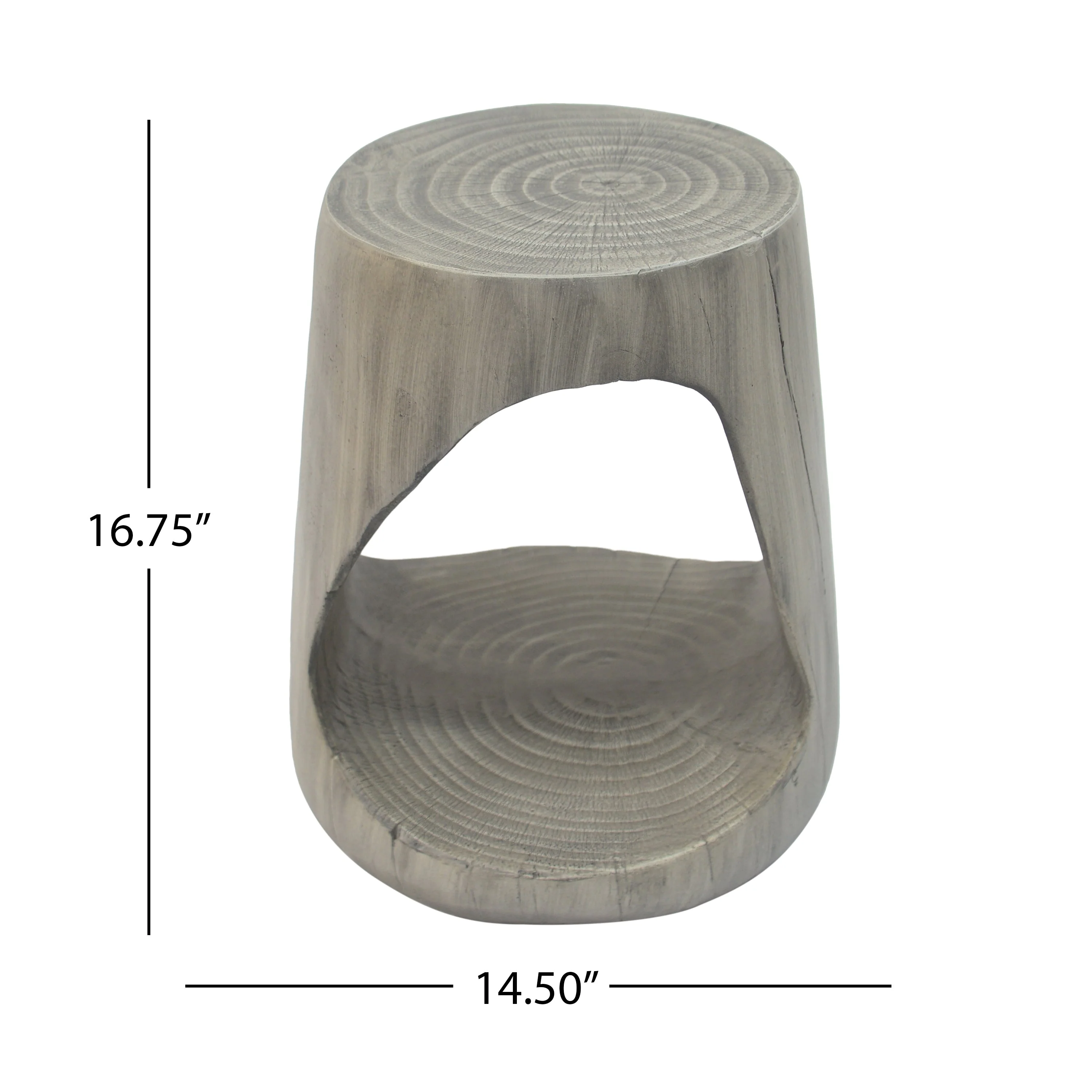 Hollow Side Table Wood-Like Texture Grey - Image 4
