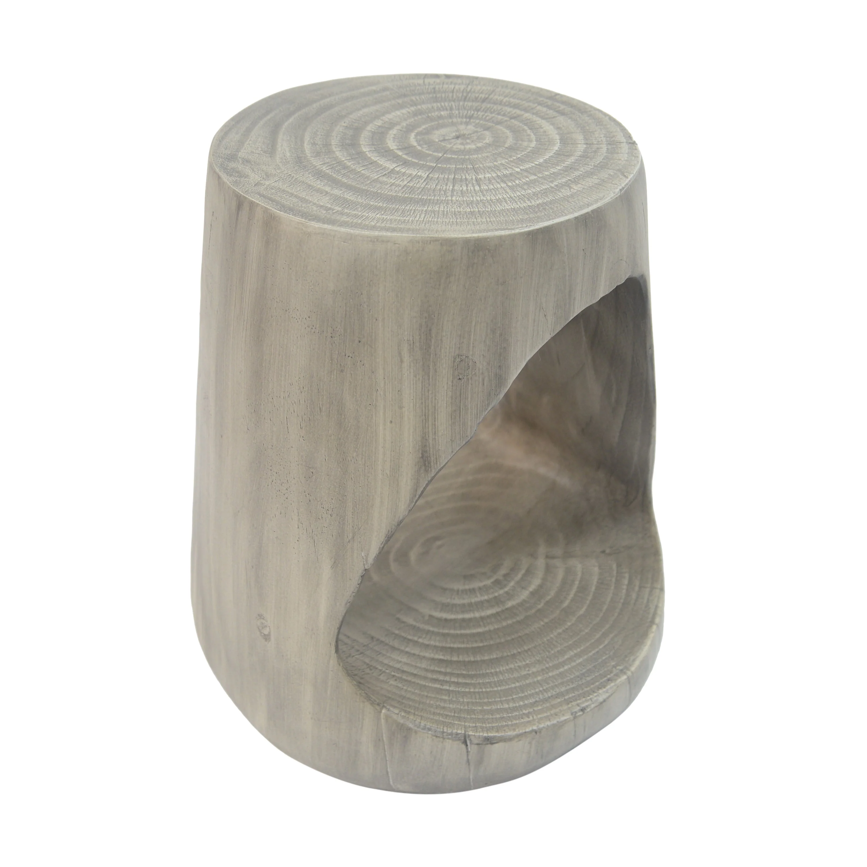 Hollow Side Table Wood-Like Texture Grey - Image 5