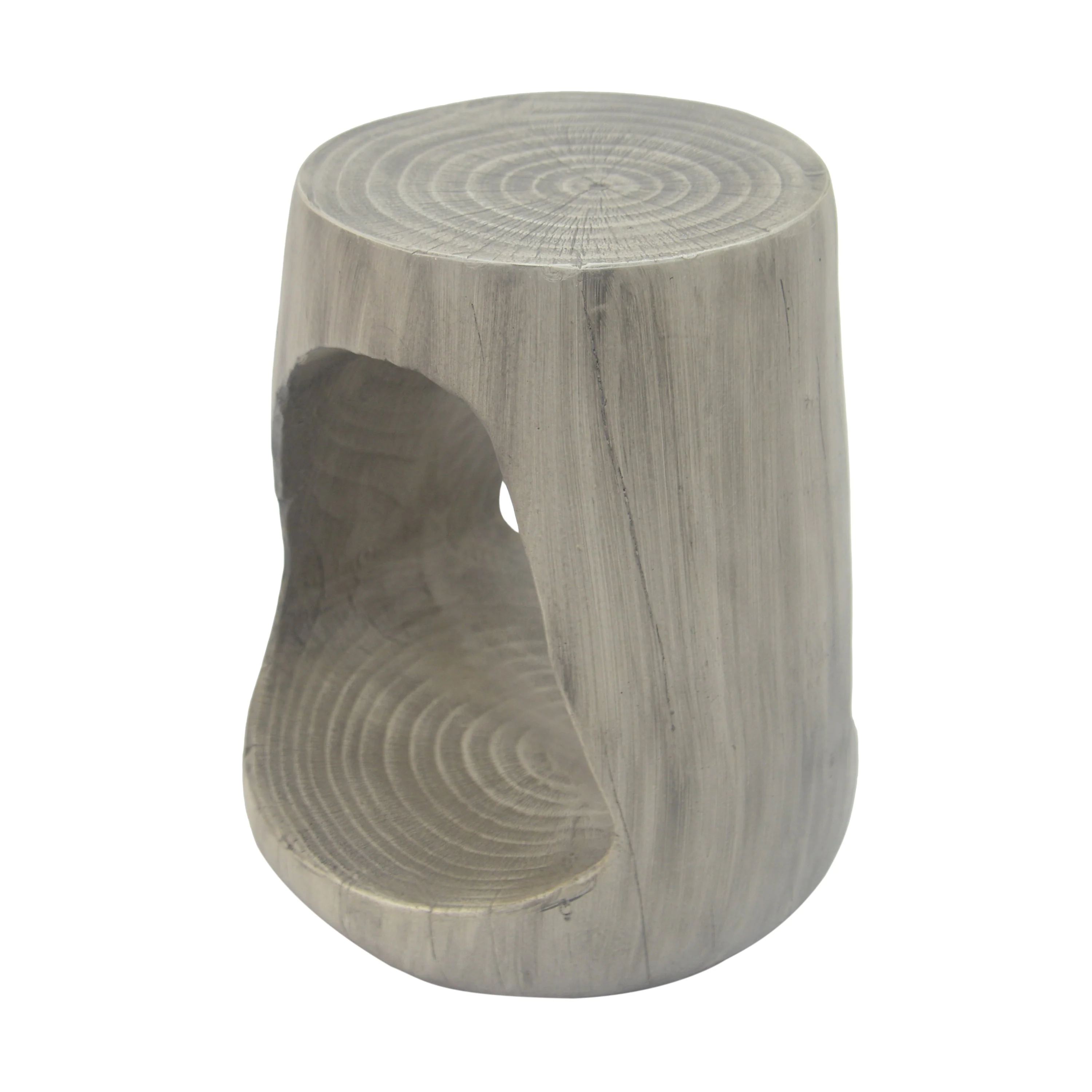 Hollow Side Table Wood-Like Texture Grey - Image 6