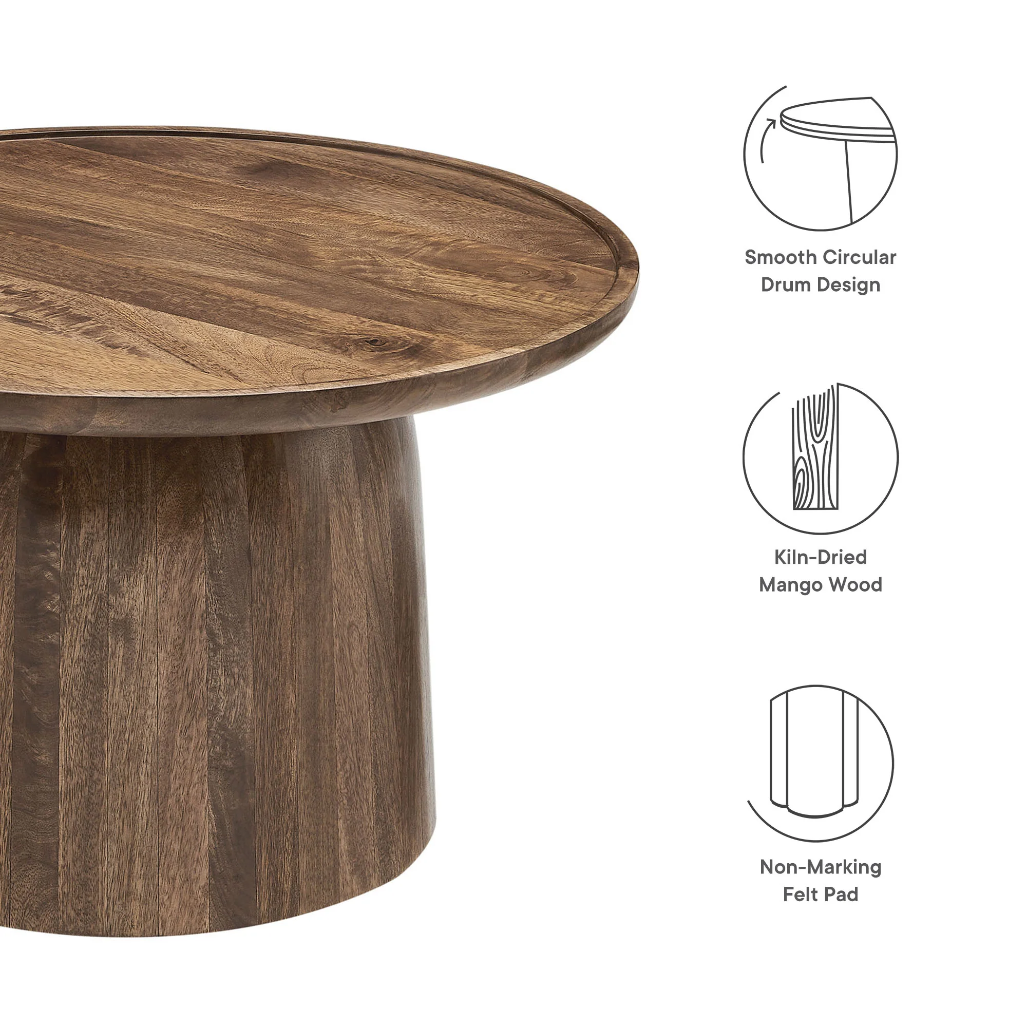 Holloway 30" Round Mango Wood Coffee Table by Modway - Image 13