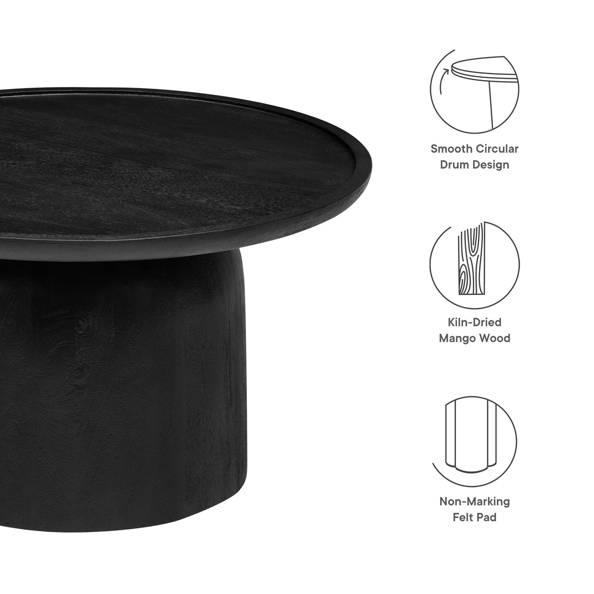 Holloway 30" Round Mango Wood Coffee Table by Modway - Image 3