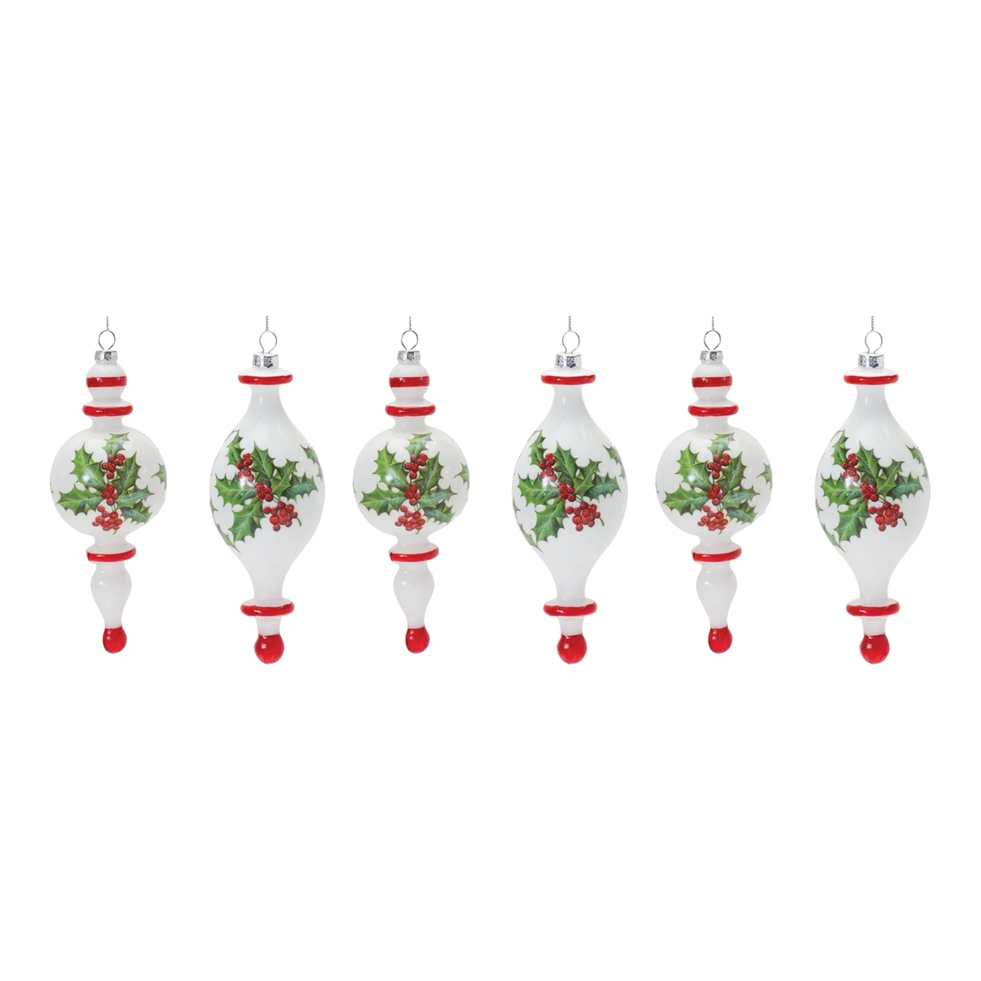 Holly Finial Drop Ornament (Set of 6) - Image 3
