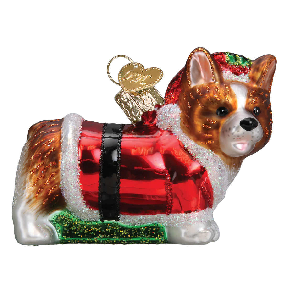 Holly Hat Corgi Puppy Ornament - Image 3