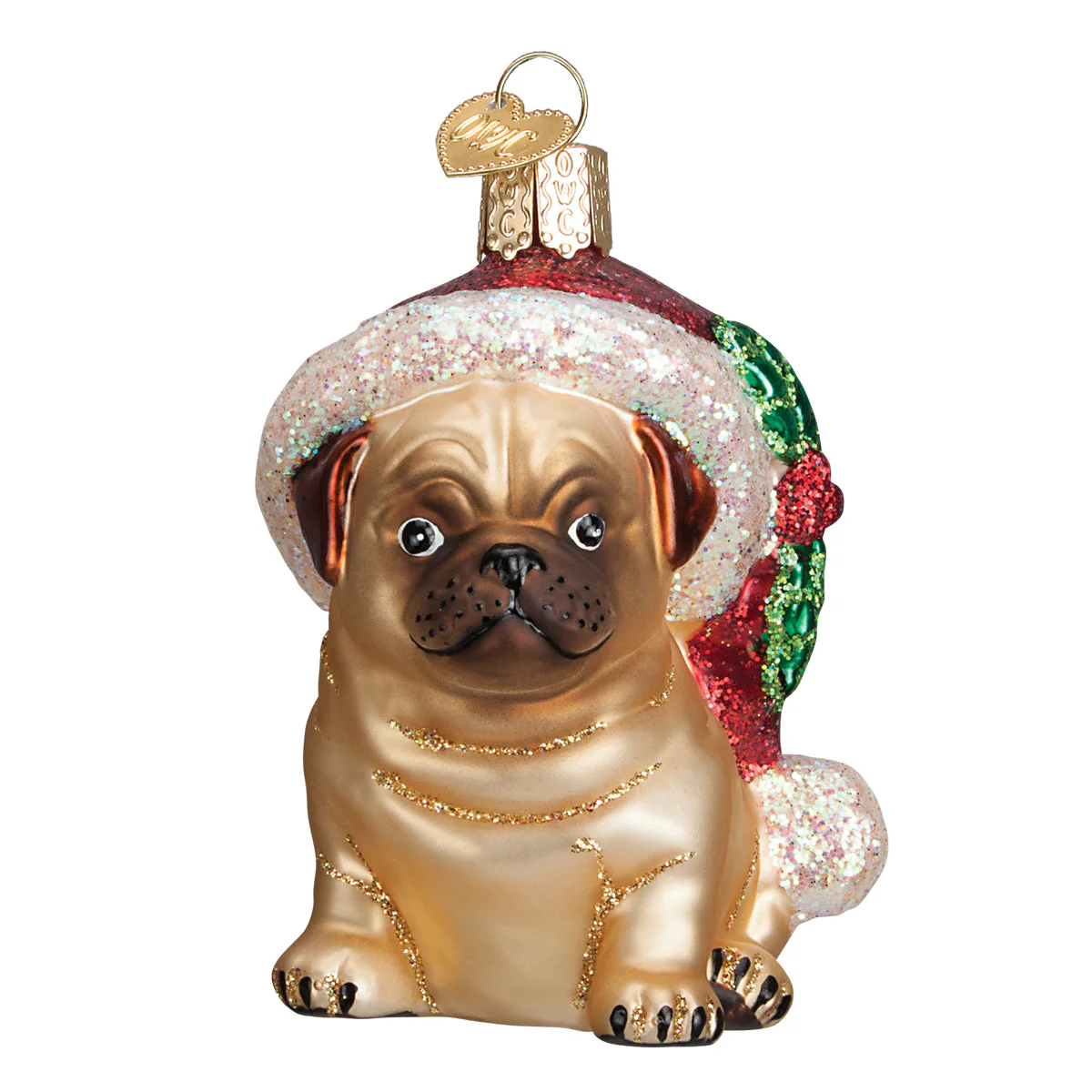 Holly Hat Pug Ornament by Old World Christmas - Image 3