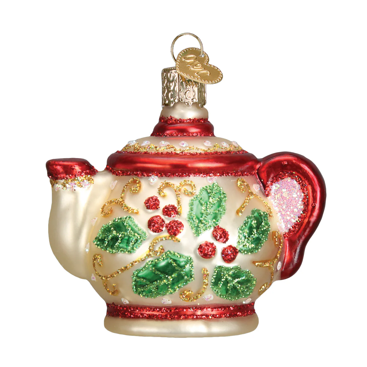 Holly Teapot Ornament - Image 3
