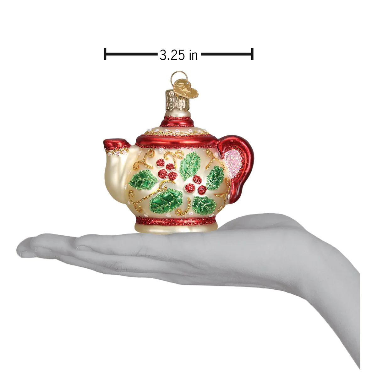 Holly Teapot Ornament - Image 6