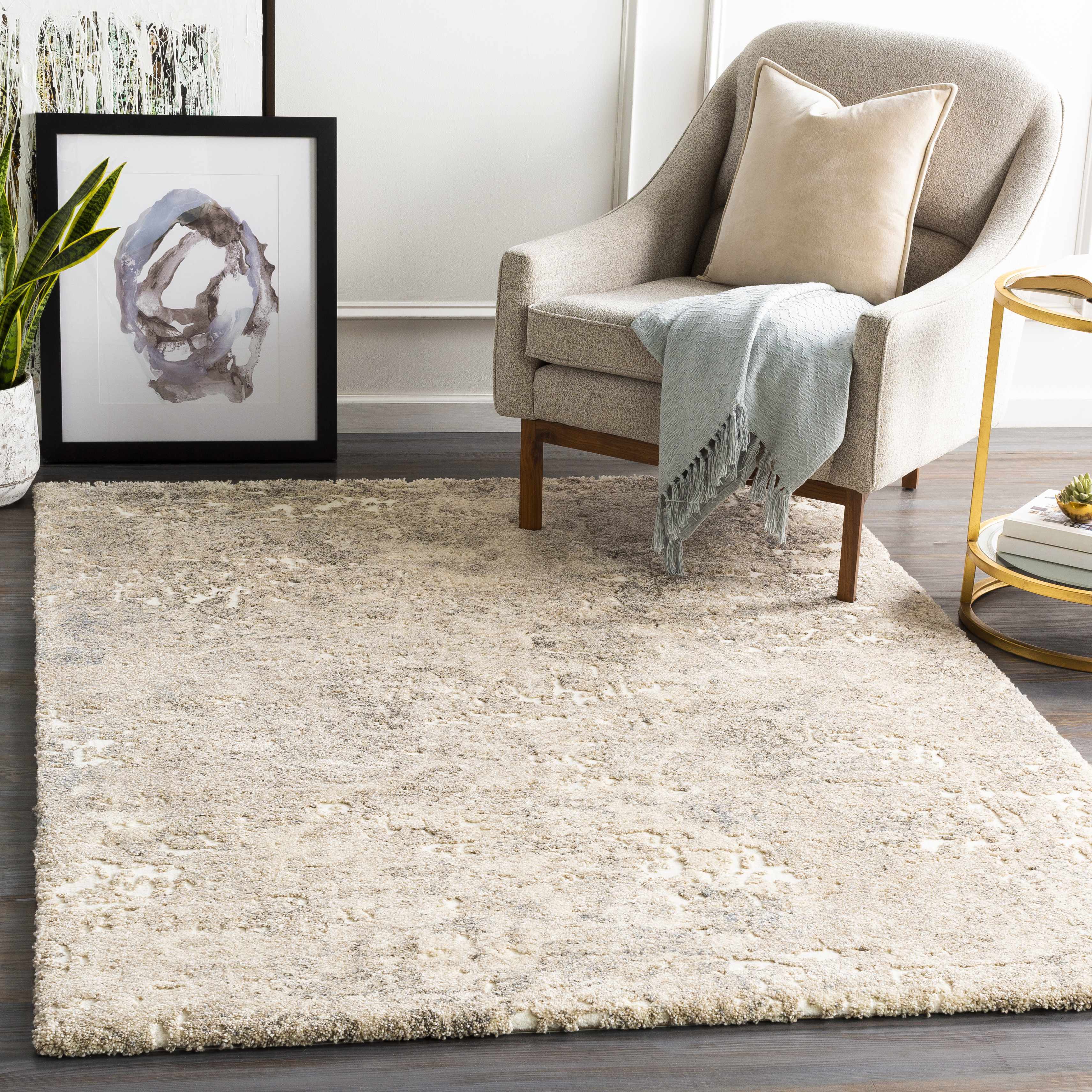 Holtsville Abstract Ivory Thick  Rug - Image 2