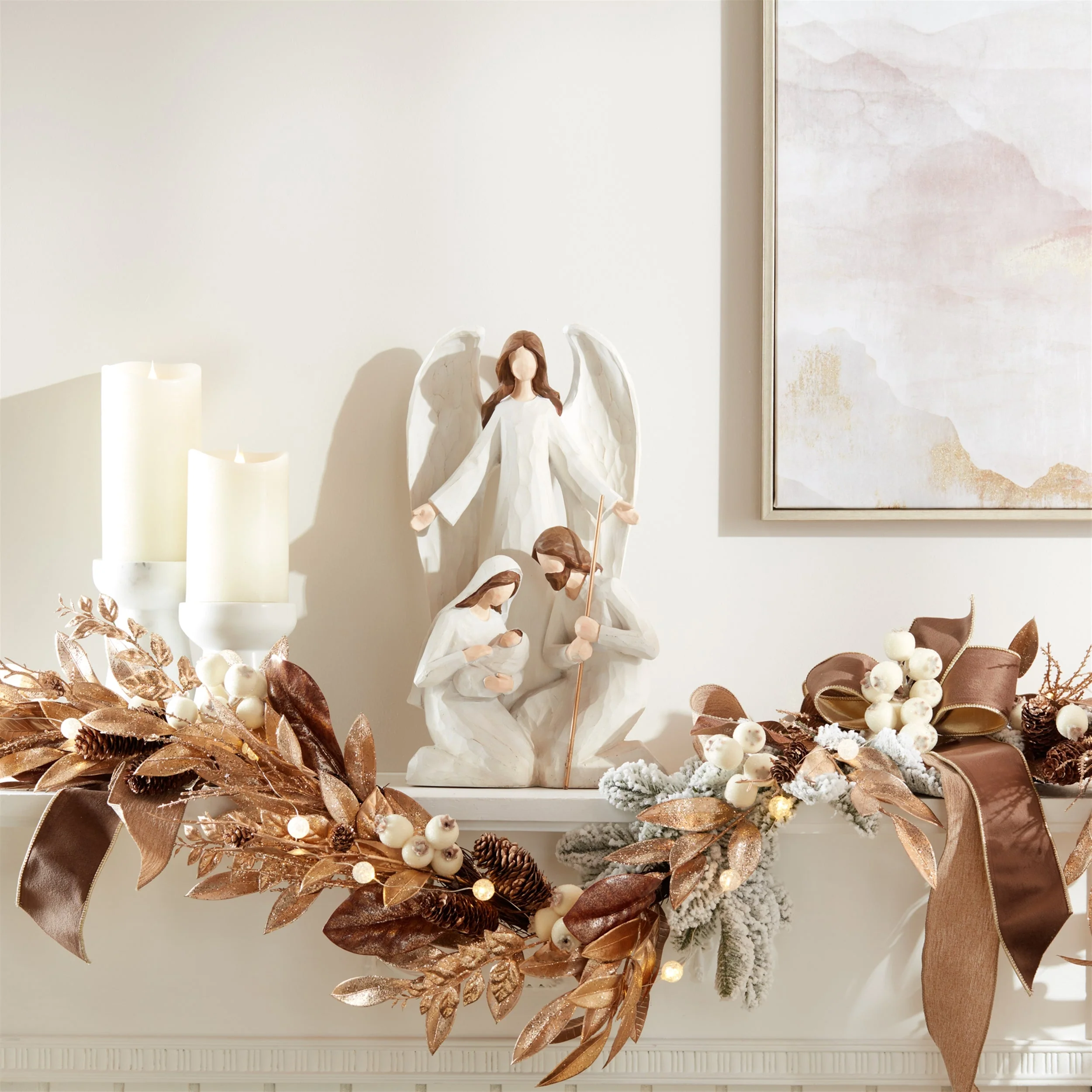 Holy Family with Angel Statue 16"H - Image 3