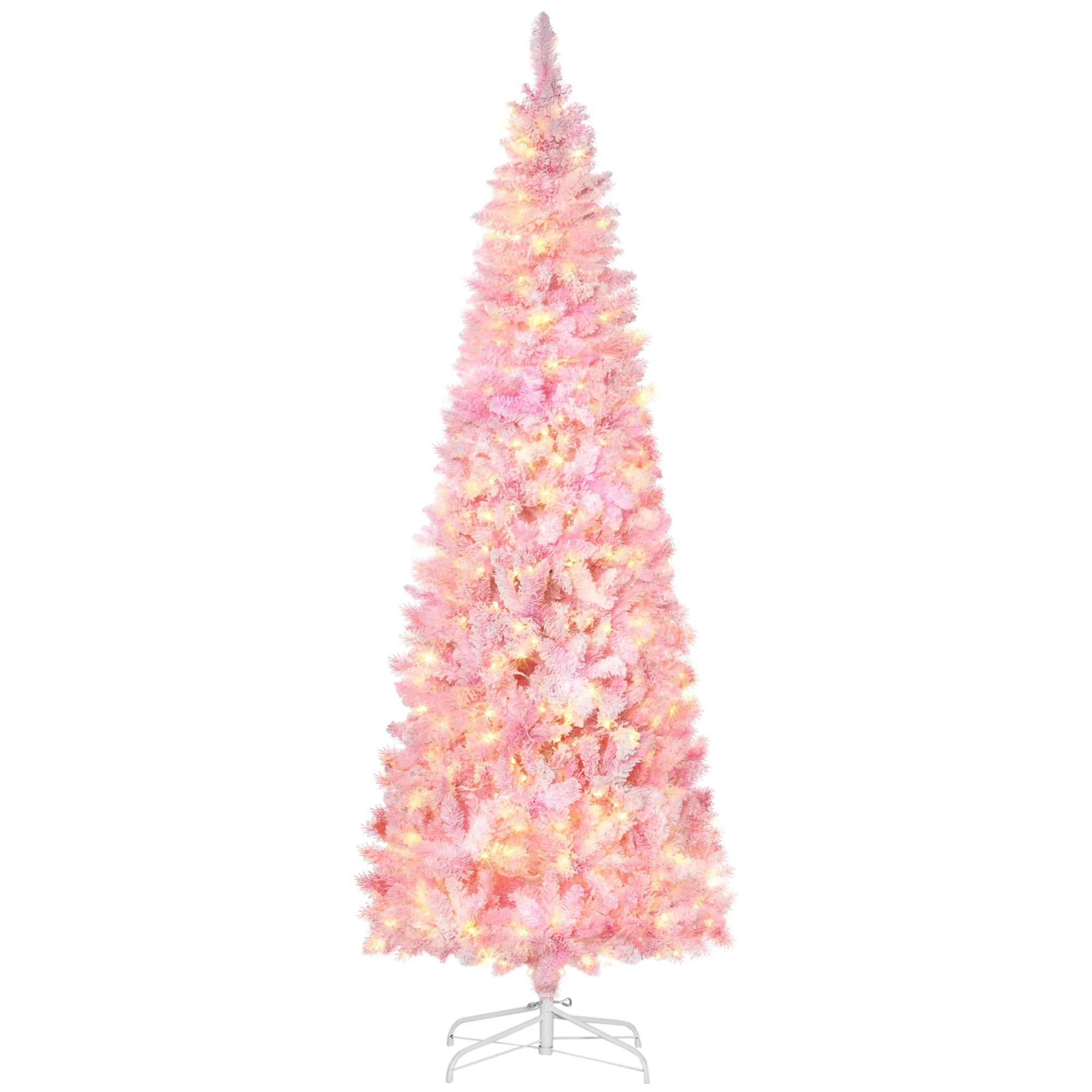 HOMCOM 7.5ft Prelit Snow Flocked Artificial Christmas Tree - Image 10