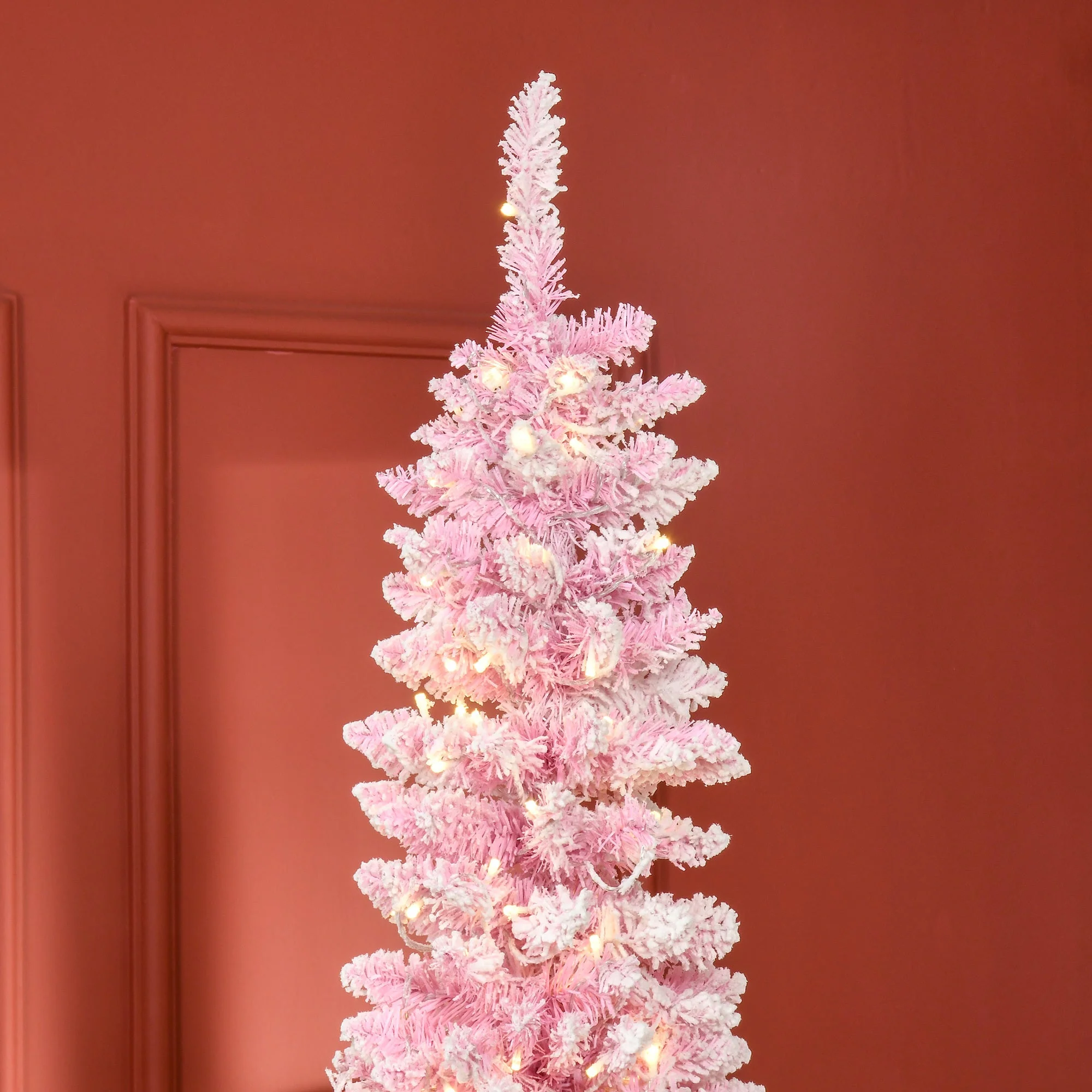 HOMCOM 7.5ft Prelit Snow Flocked Artificial Christmas Tree - Image 2