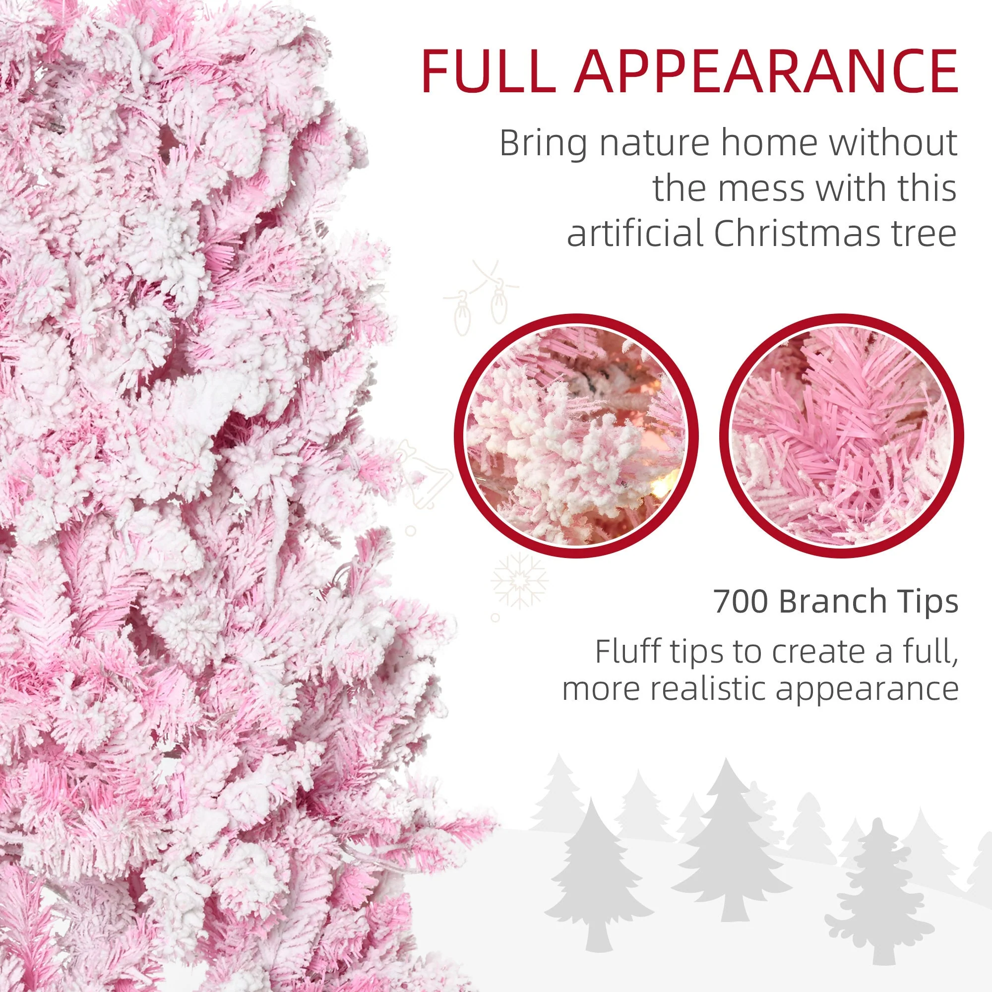 HOMCOM 7.5ft Prelit Snow Flocked Artificial Christmas Tree - Image 4
