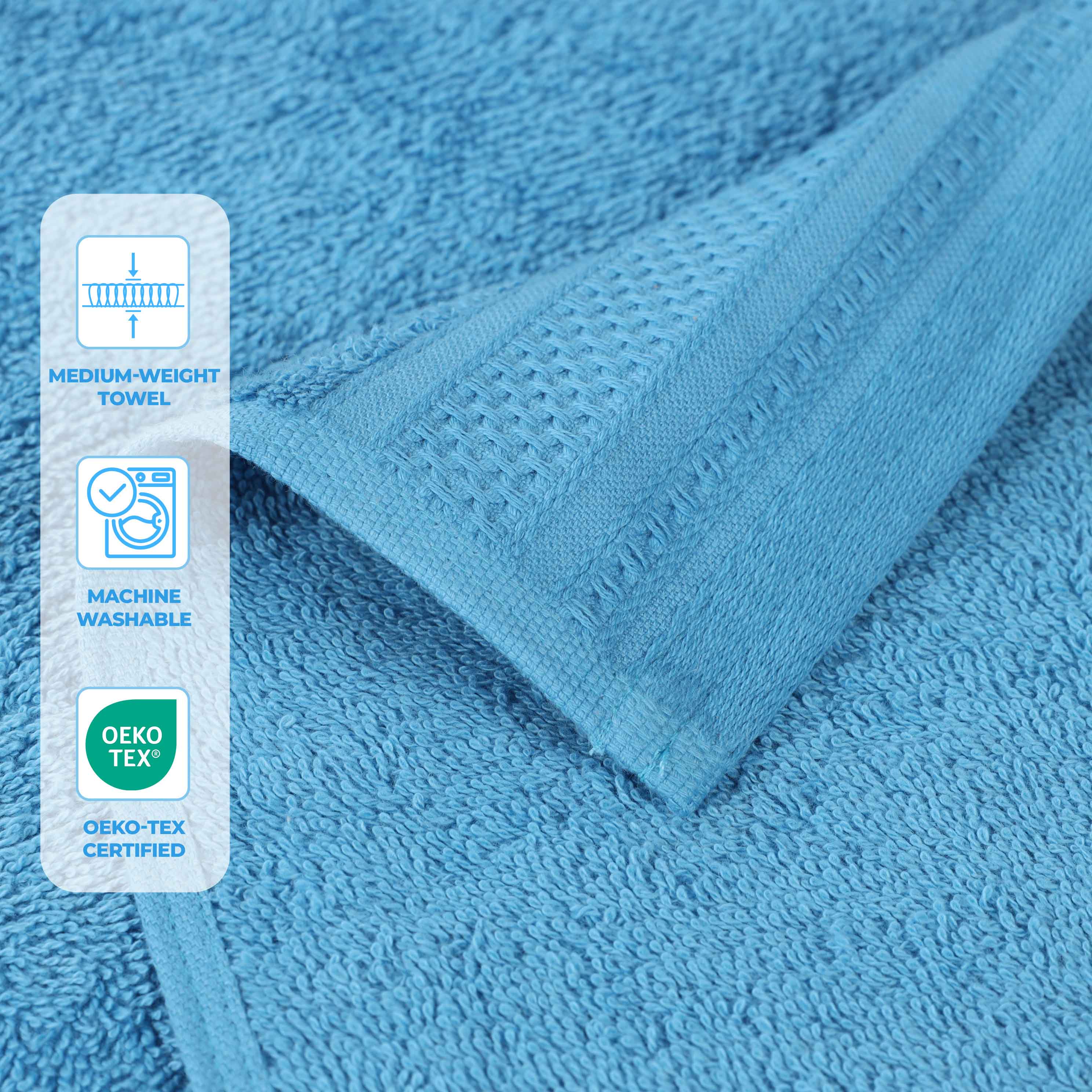 Honeycomb Textured Waffle Border Cotton Bath Towels, Set of 4 - Image 12