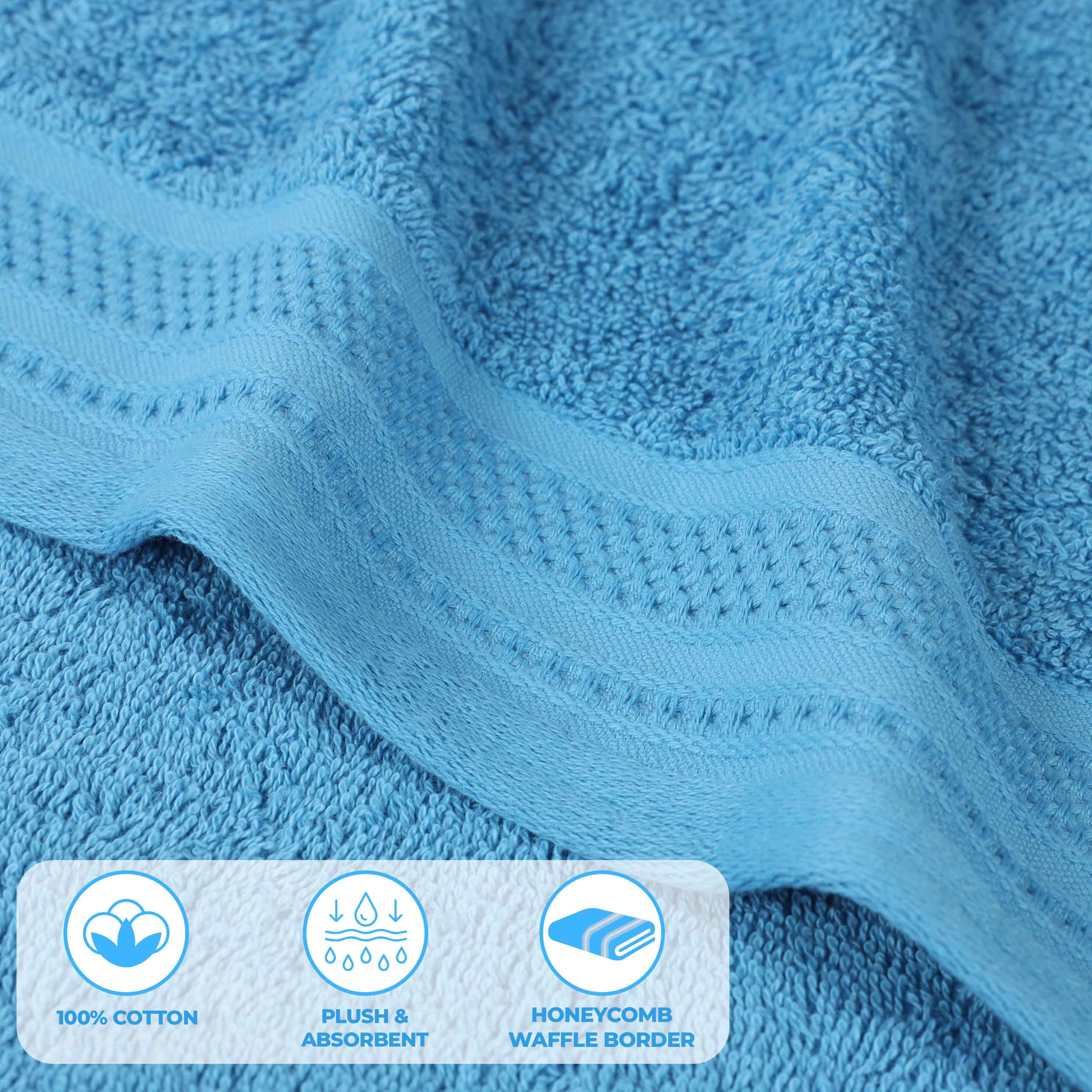 Honeycomb Textured Waffle Border Cotton Bath Towels, Set of 4 - Image 13