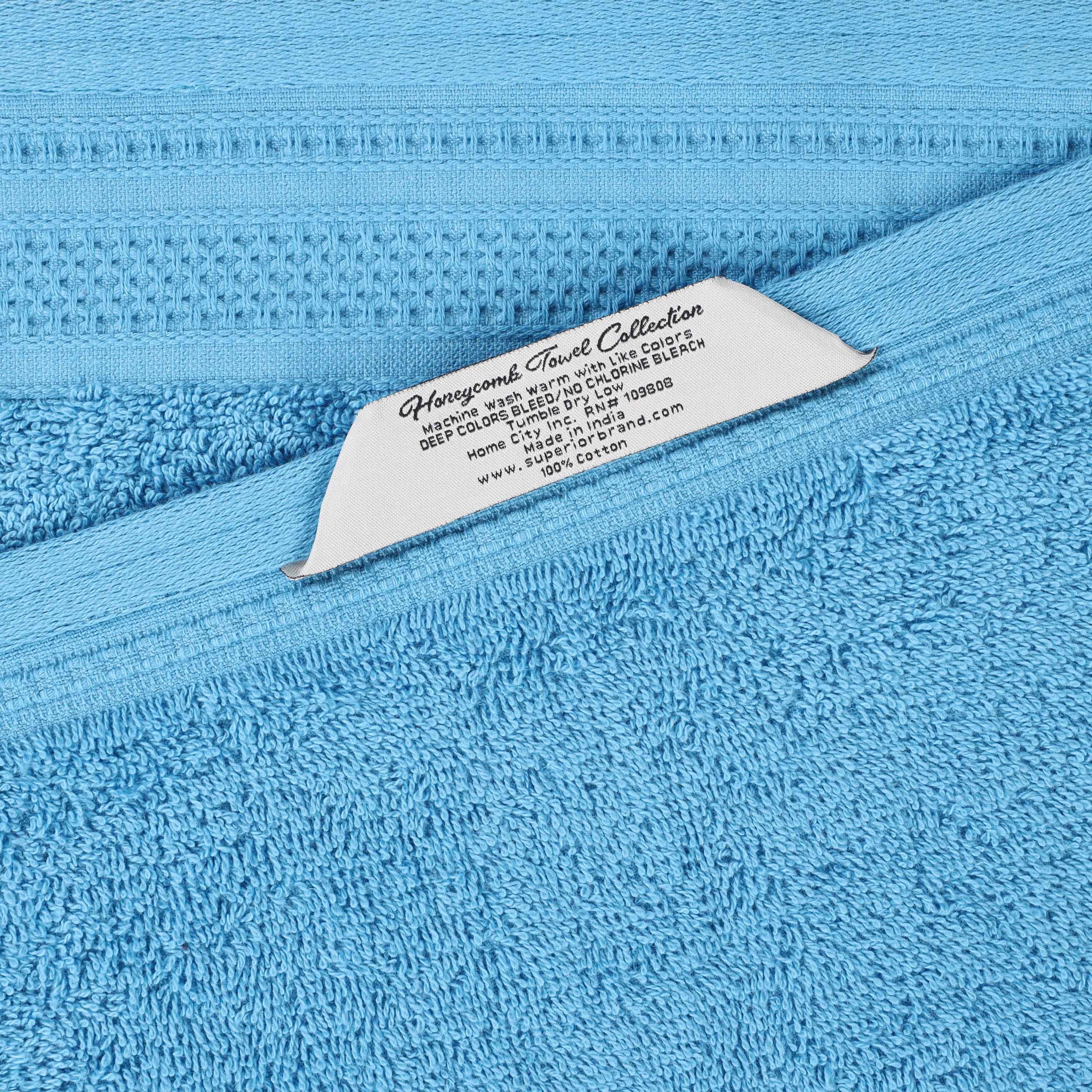 Honeycomb Textured Waffle Border Cotton Bath Towels, Set of 4 - Image 17