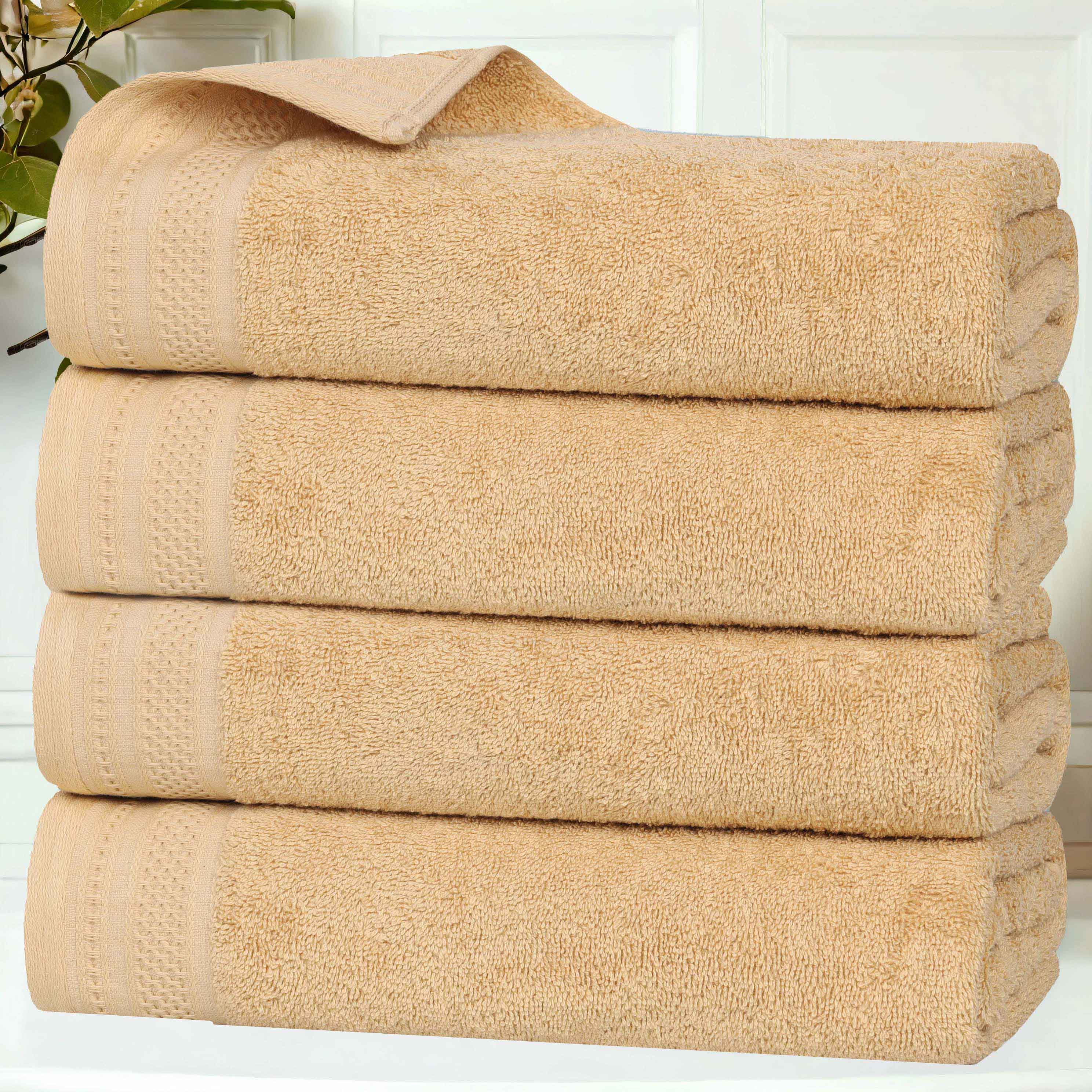 Honeycomb Textured Waffle Border Cotton Bath Towels, Set of 4 - Image 28