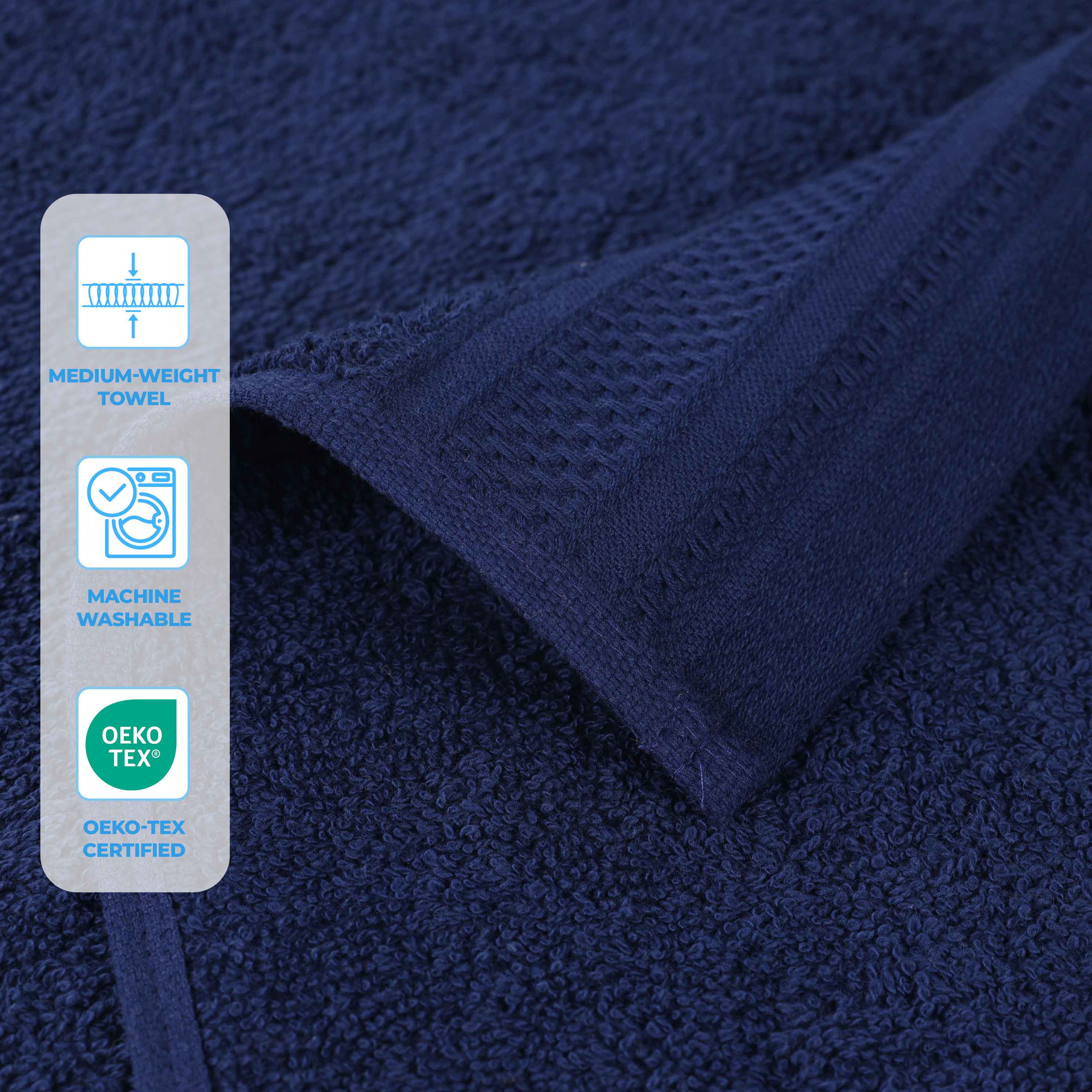 Honeycomb Textured Waffle Border Cotton Bath Towels, Set of 4 - Image 3