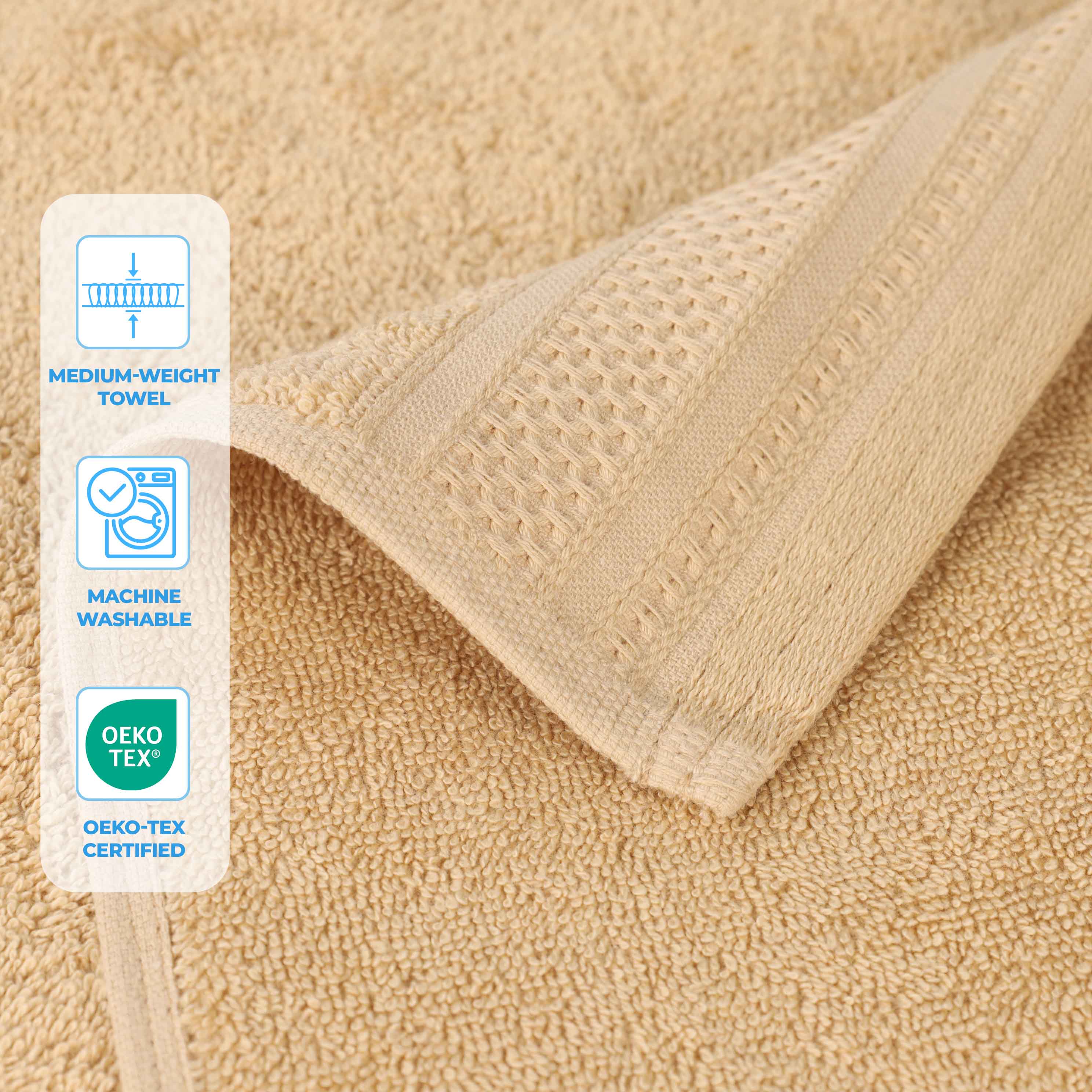 Honeycomb Textured Waffle Border Cotton Bath Towels, Set of 4 - Image 30