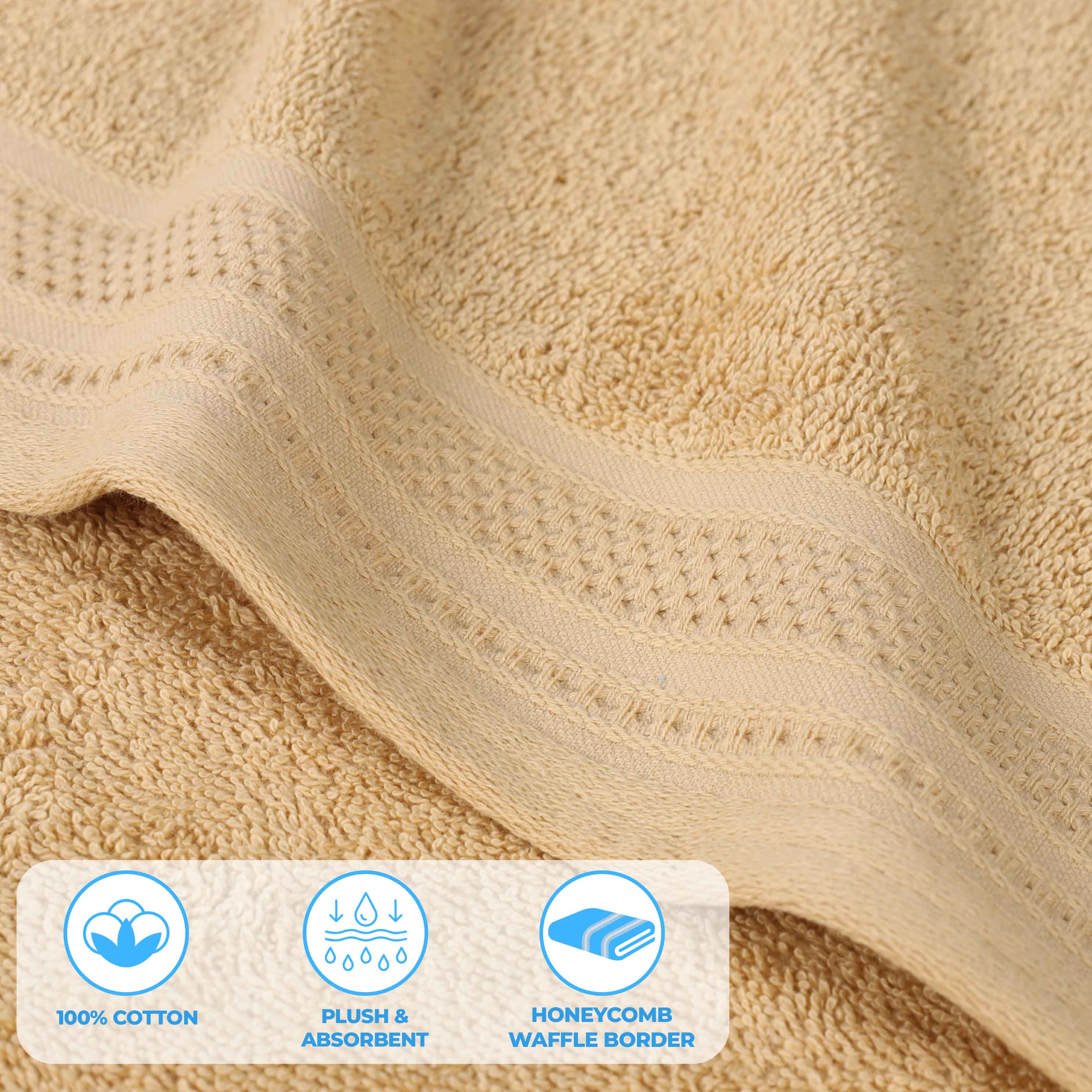 Honeycomb Textured Waffle Border Cotton Bath Towels, Set of 4 - Image 31