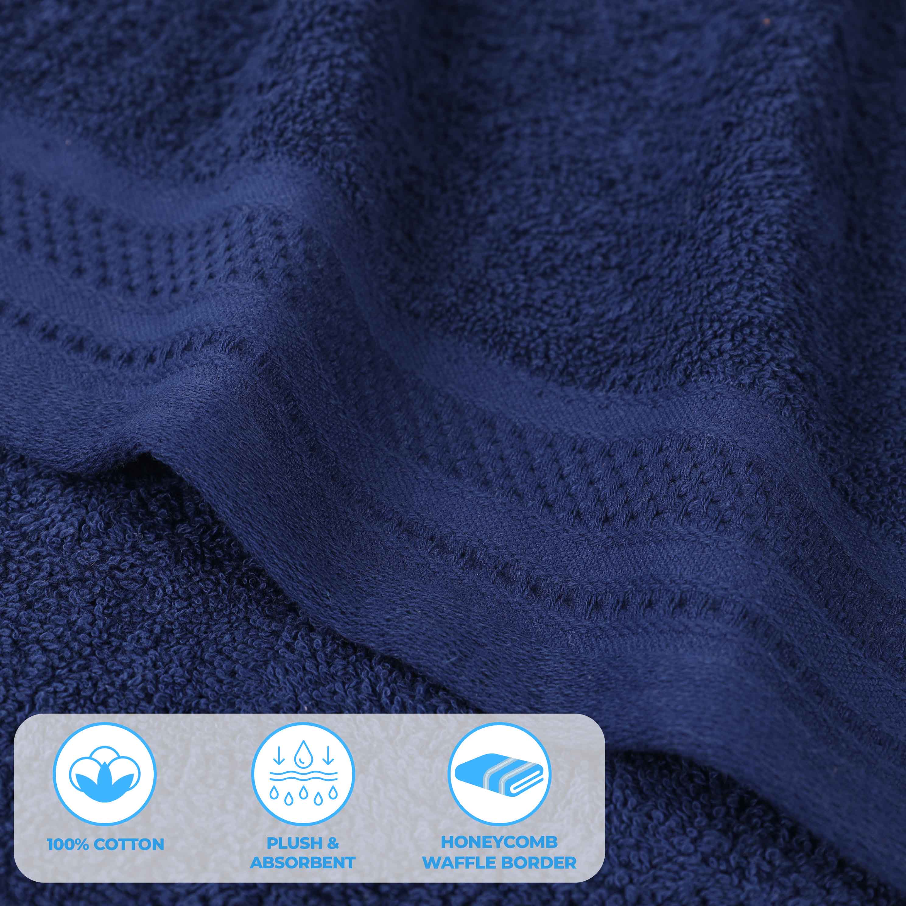 Honeycomb Textured Waffle Border Cotton Bath Towels, Set of 4 - Image 4