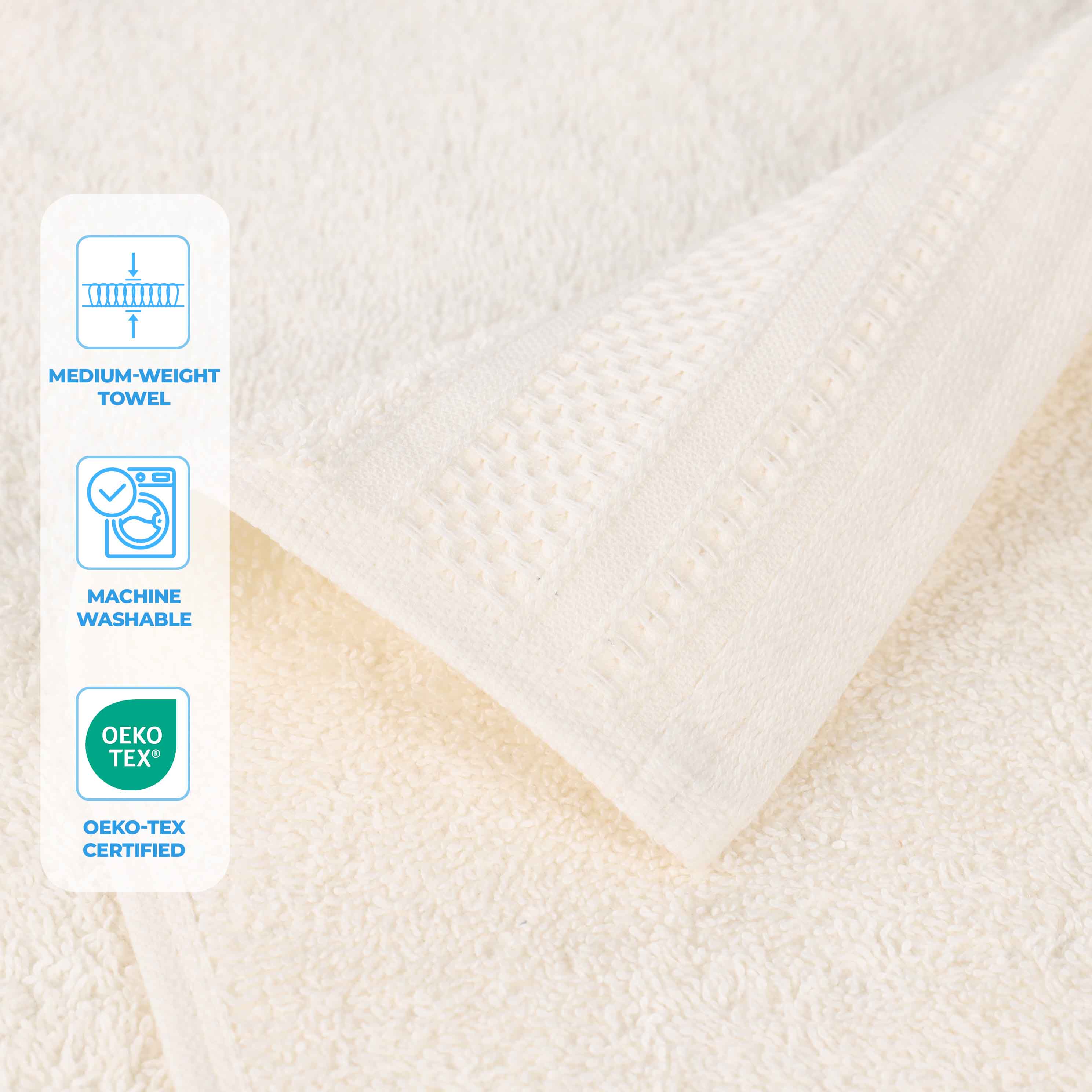 Honeycomb Textured Waffle Border Cotton Bath Towels, Set of 4 - Image 48