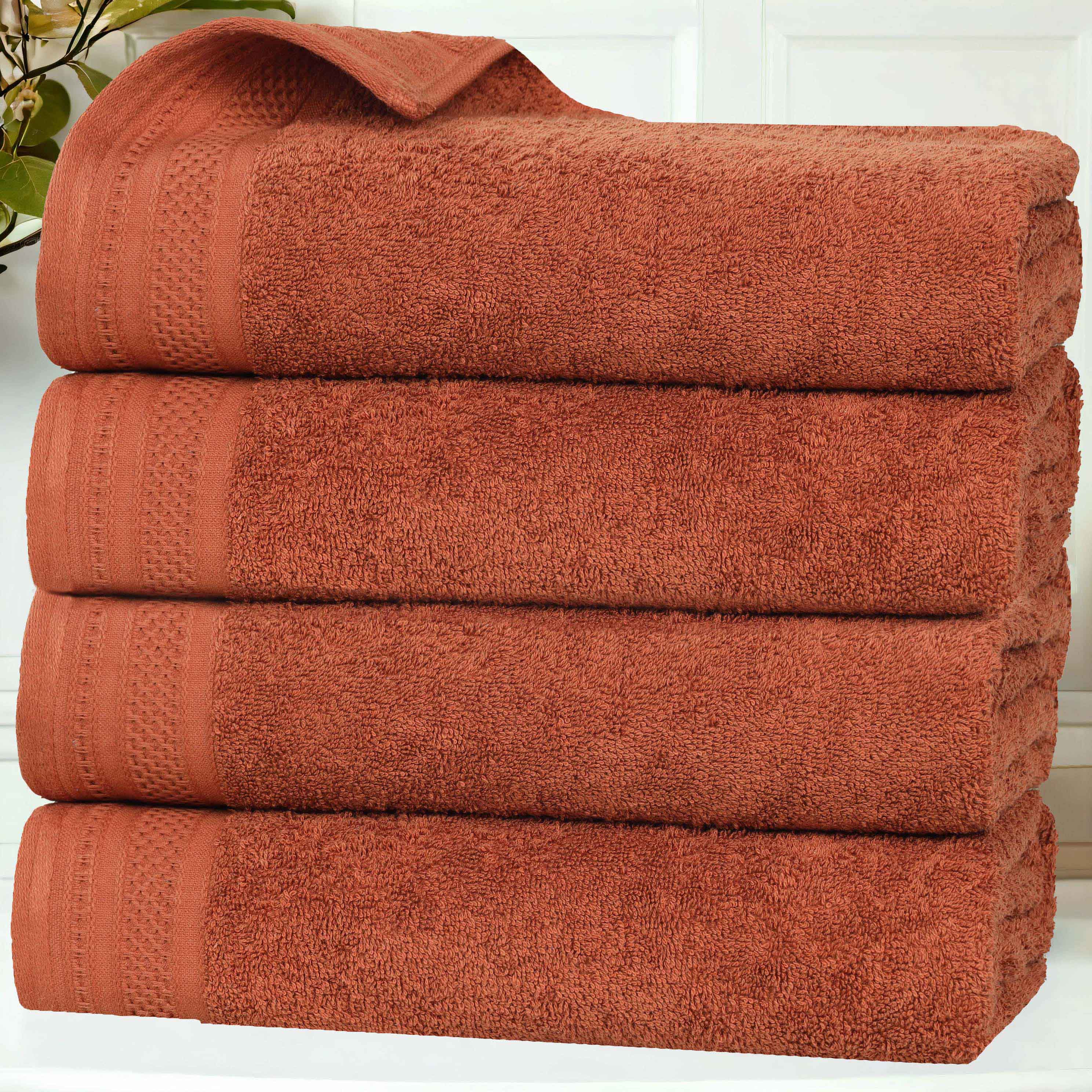 Honeycomb Textured Waffle Border Cotton Bath Towels, Set of 4 - Image 55