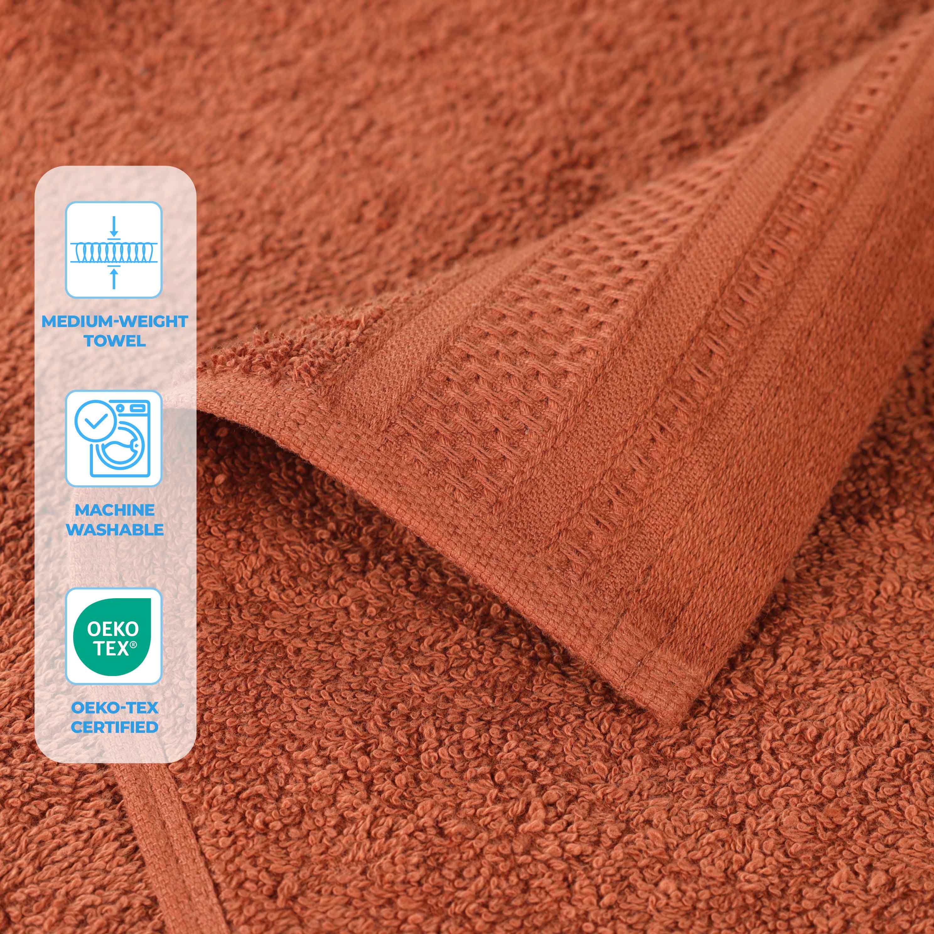 Honeycomb Textured Waffle Border Cotton Bath Towels, Set of 4 - Image 57