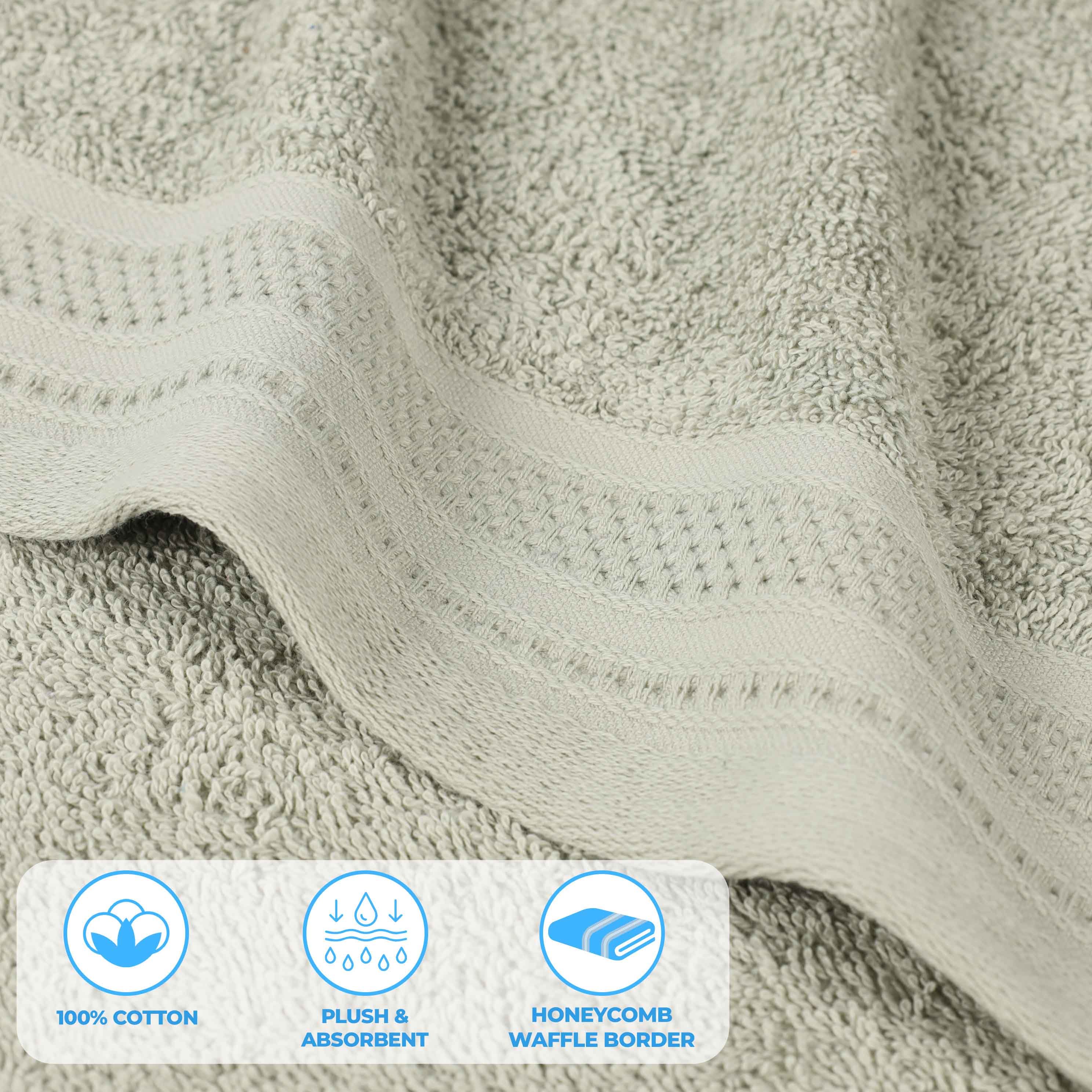 Honeycomb Textured Waffle Border Cotton Bath Towels, Set of 4 - Image 67