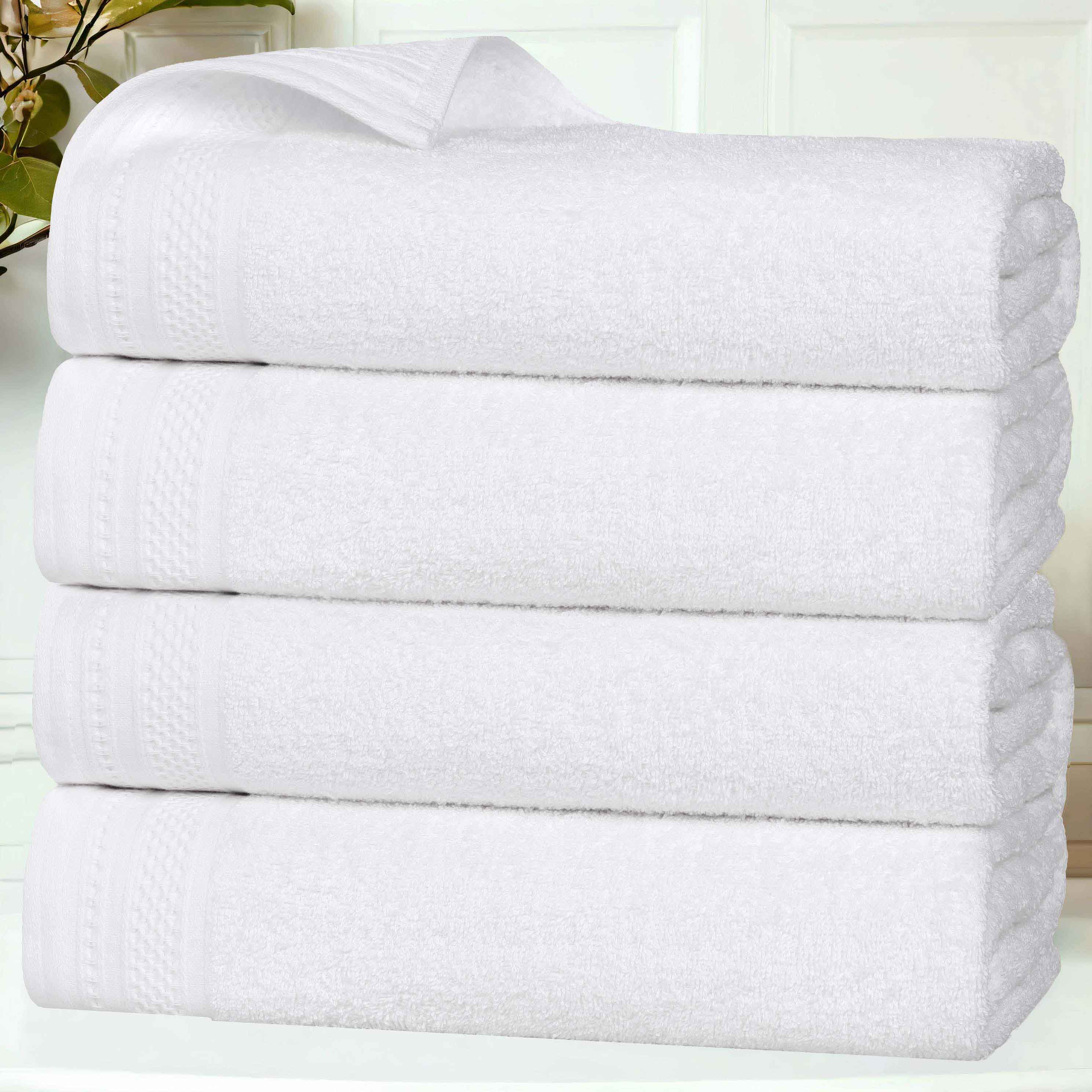 Honeycomb Textured Waffle Border Cotton Bath Towels, Set of 4 - Image 82