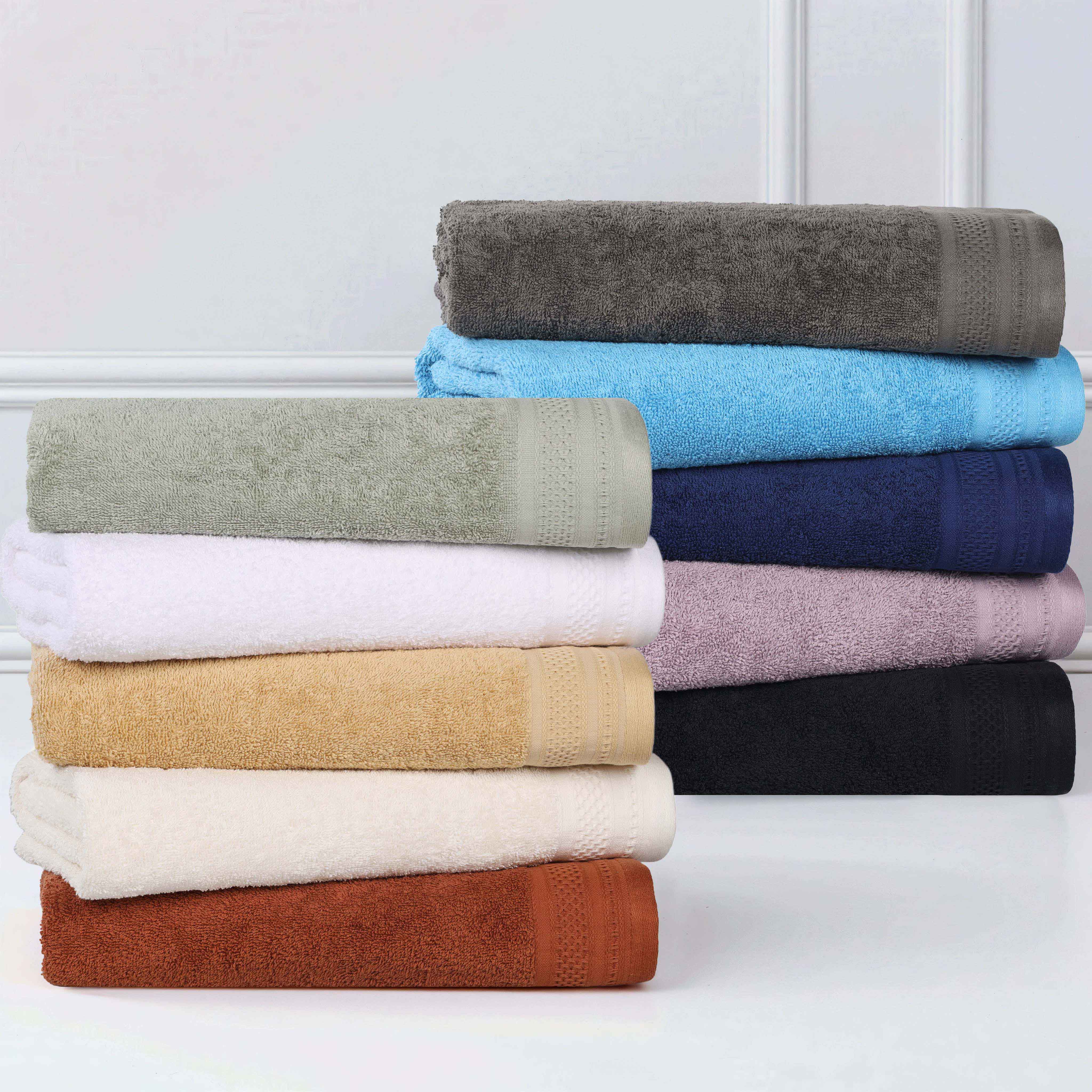 Honeycomb Textured Waffle Border Cotton Bath Towels, Set of 4 - Image 92